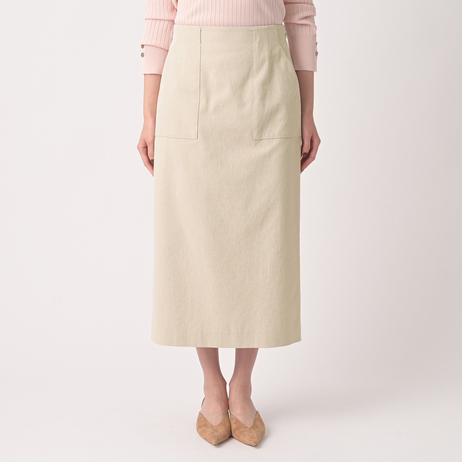 UNTITLED「【洗える/後ろウエストゴム】オックスアイラインスカート」|スカート|