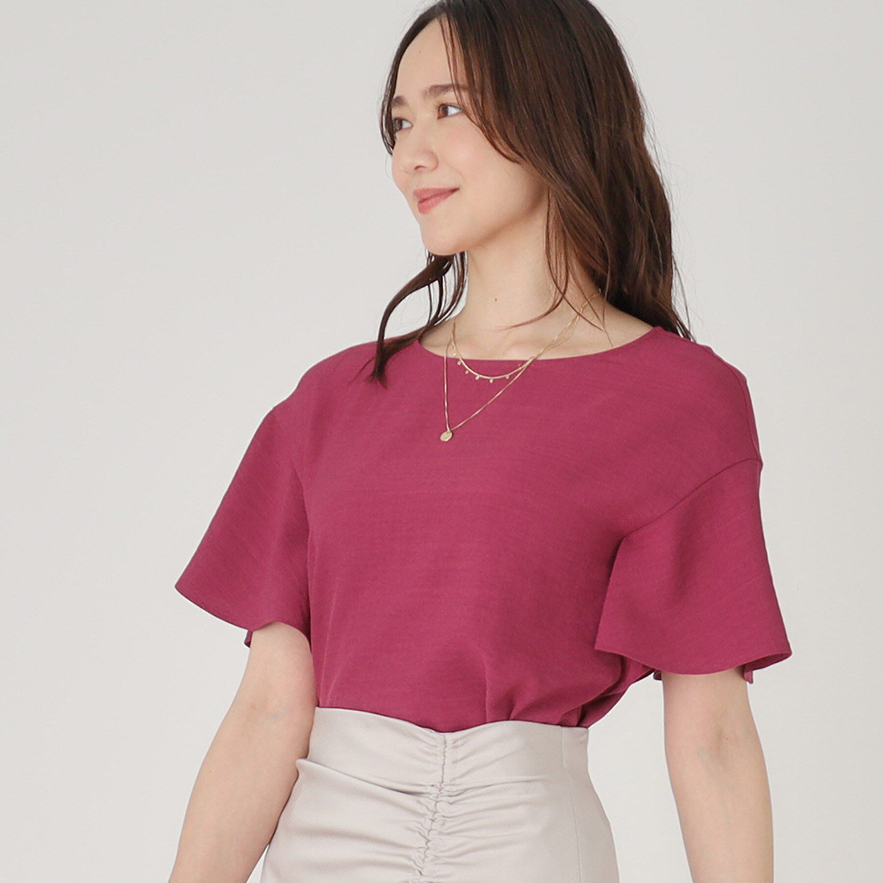 COUP DE CHANCE「【洗える】フレアー袖ブラウス」|シャツ・ブラウス|ピンク(073)