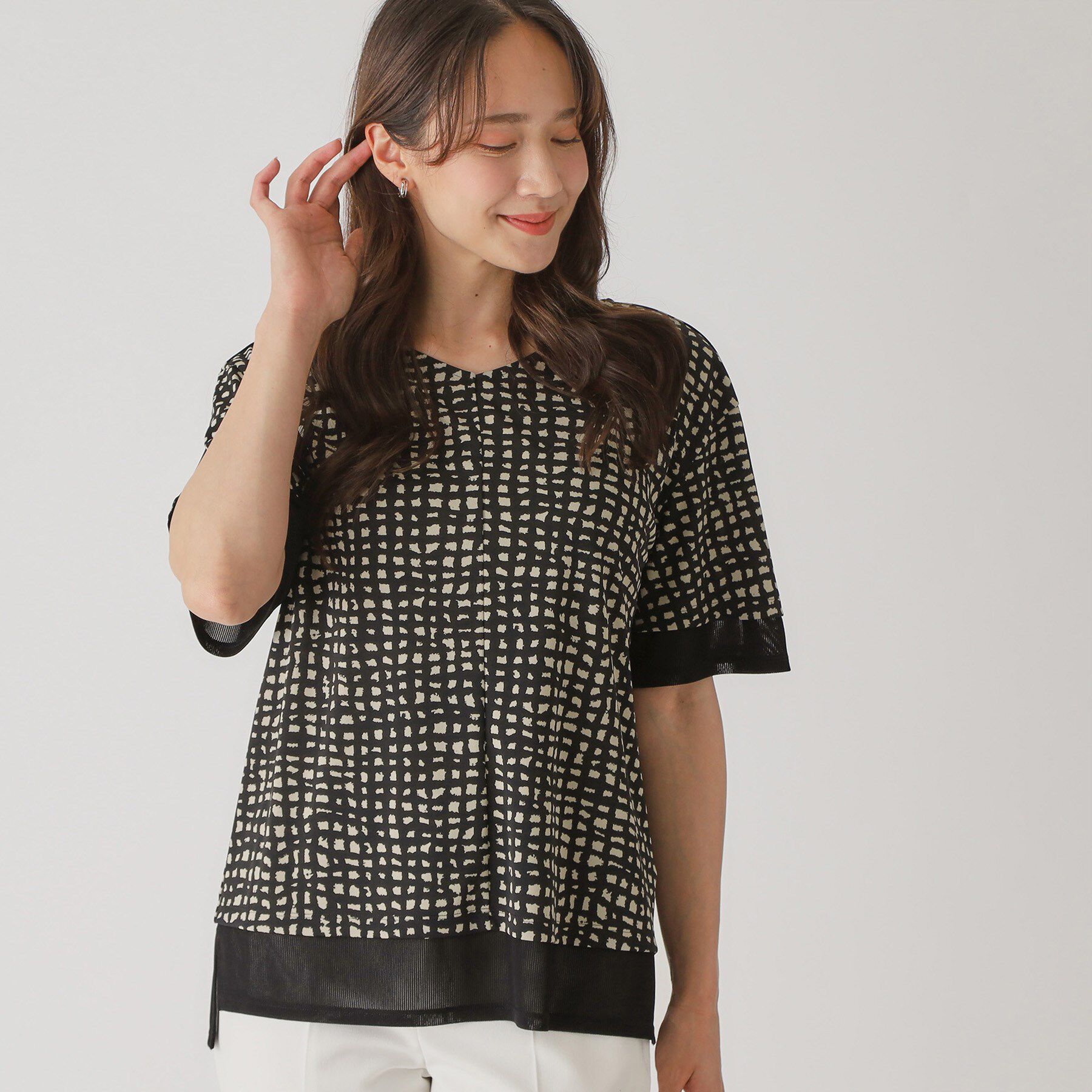 COUP DE CHANCE「【手洗い可】リラクシージャージトップス」|Tシャツ・カットソー|ブラック(119)