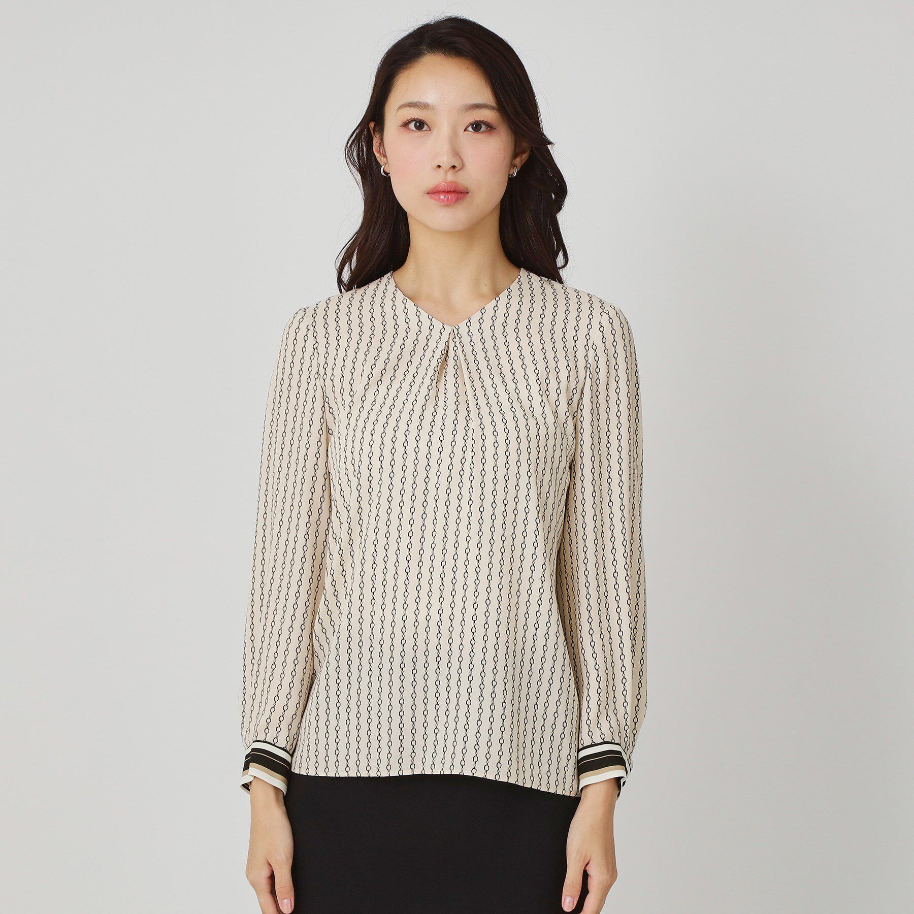 COUP DE CHANCE「【手洗い可／日本製】チェーン柄ブラウス」|シャツ・ブラウス|