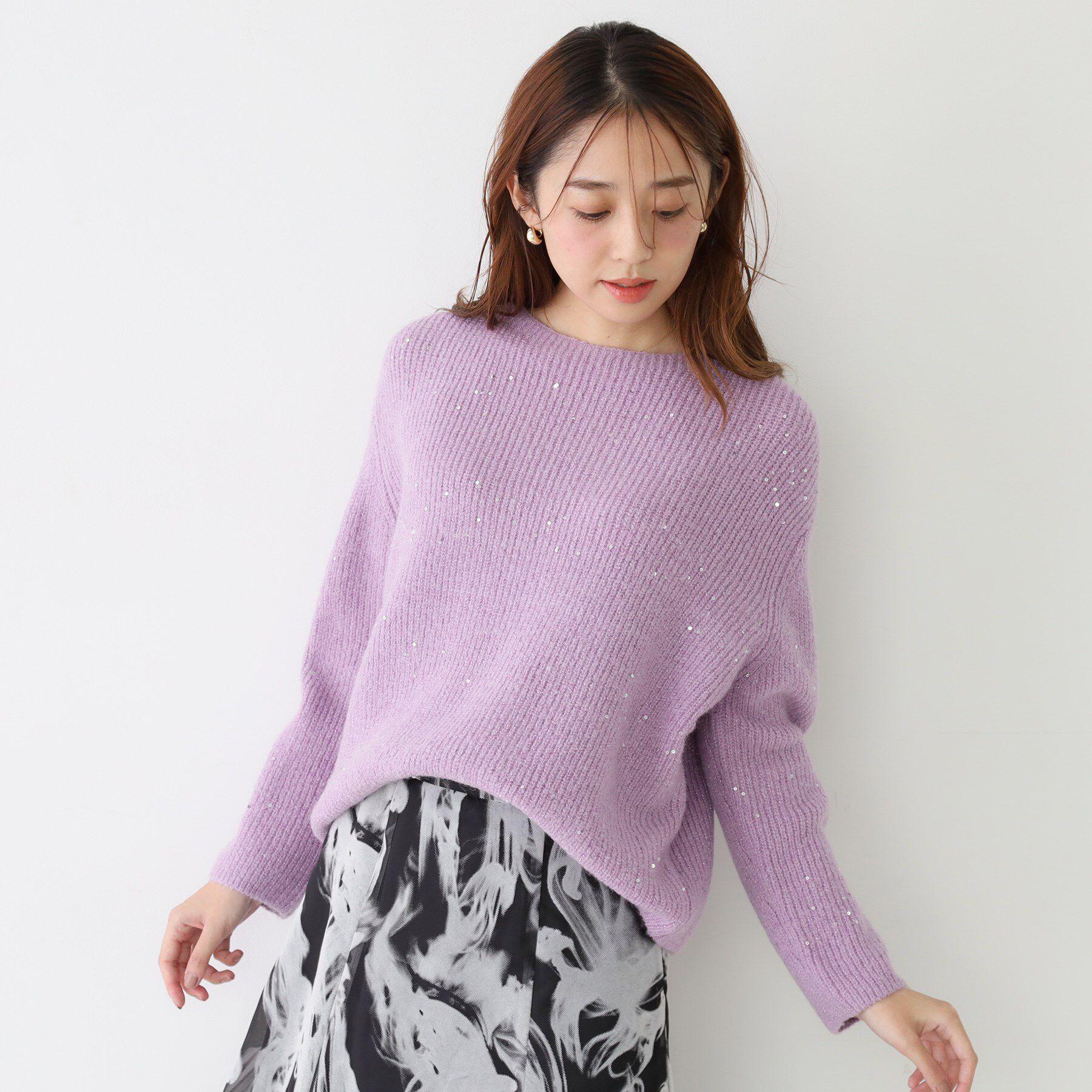 COUP DE CHANCE「【手洗い可】スパンコール付ニットトップス」|ニット・セーター|