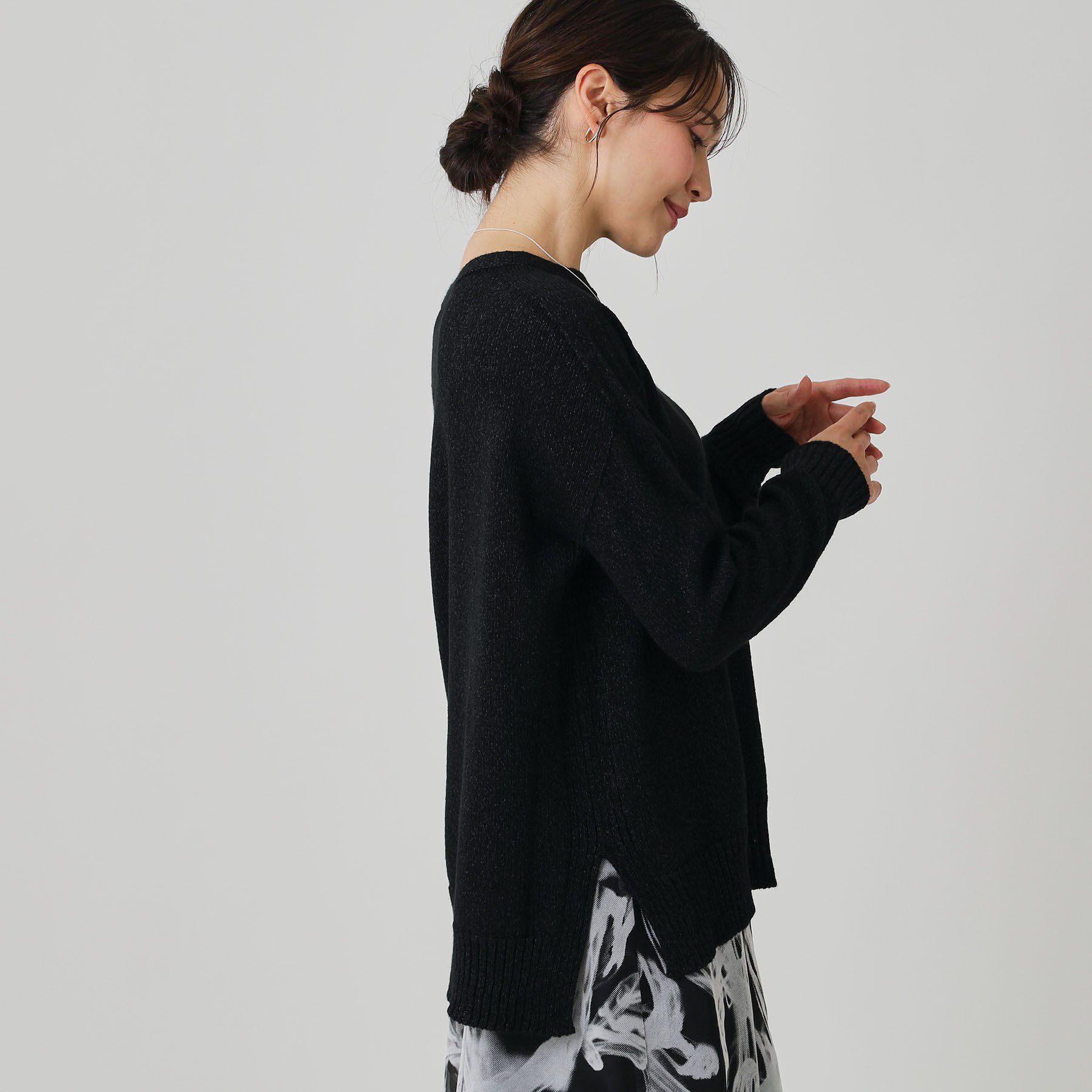 COUP DE CHANCE「【手洗い可／日本製】ヒップ丈ニットトップス」|ニット・セーター|ブラック(019)