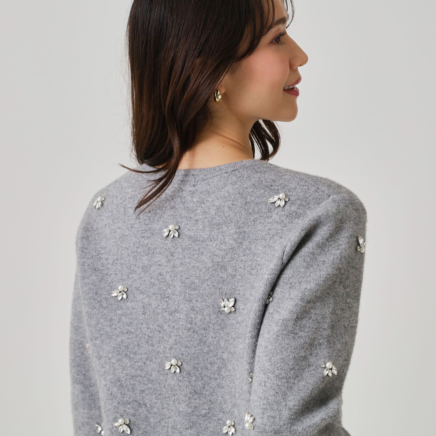 COUP DE CHANCE「【手洗い可】ビジュー付カーディガン」|カーディガン|