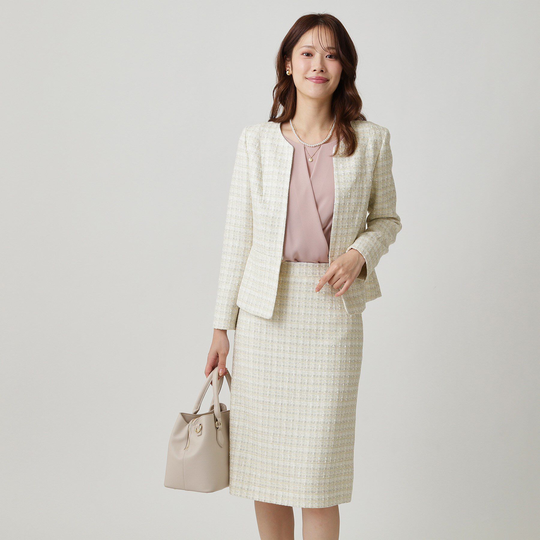 COUP DE CHANCE「【日本製／セットアップ可】ファンシーツィードのノーカラージャケット」|ノーカラージャケット|