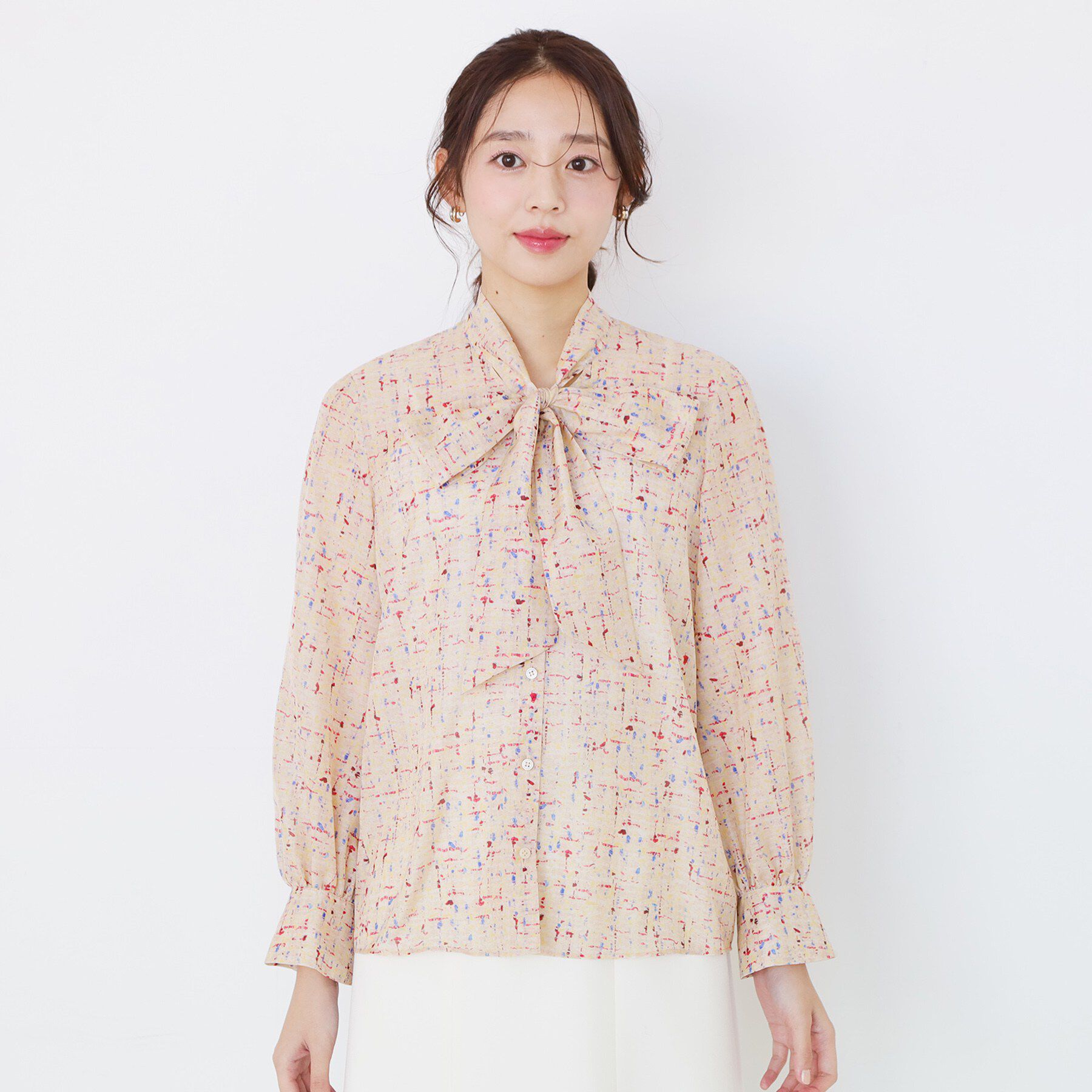 COUP DE CHANCE「【手洗い可／一枚着／ジャケットイン】プリントボウブラウス」|シャツ・ブラウス|
