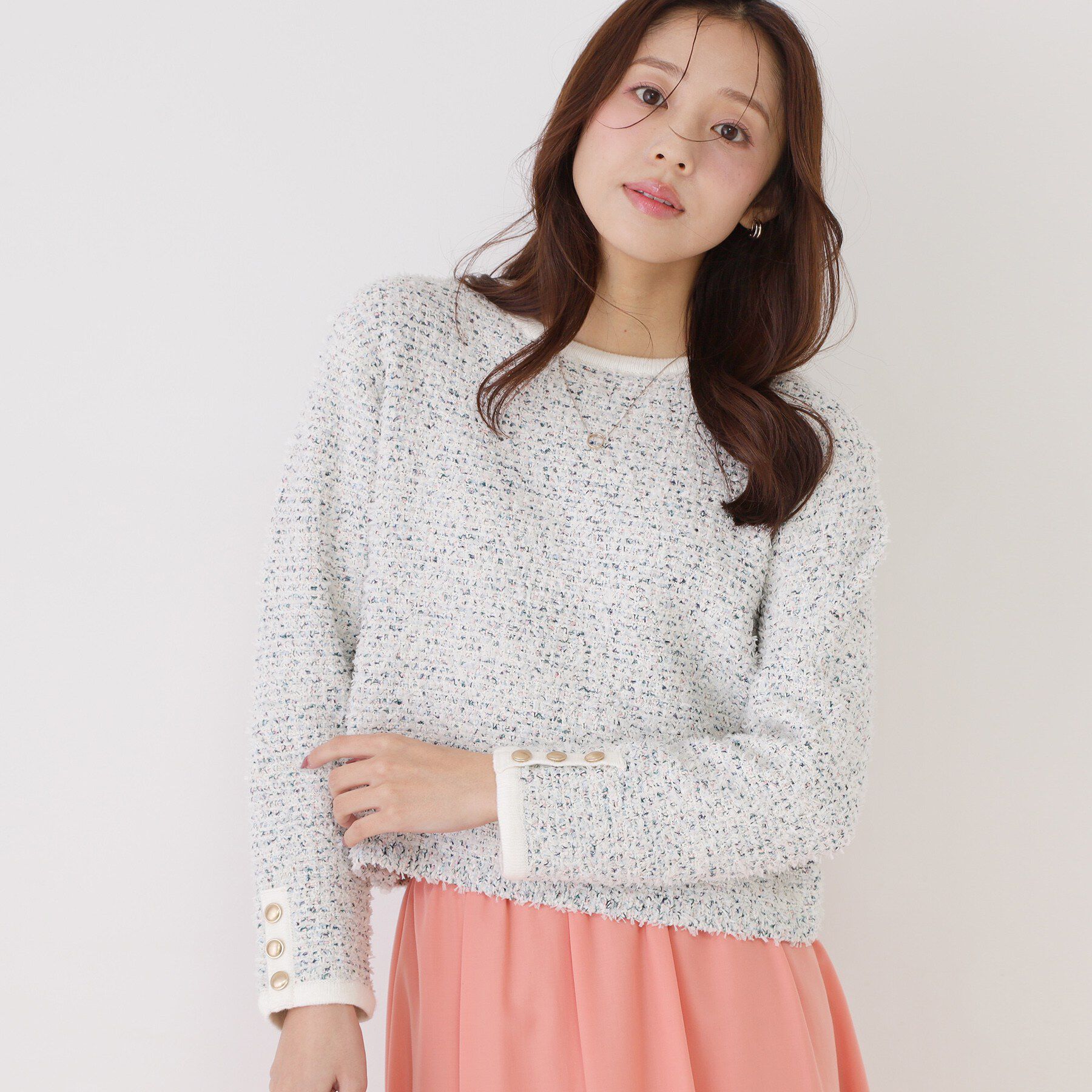 COUP DE CHANCE「【洗える/セットアップ可】ツィード調ニットトップス」|ニット・セーター|