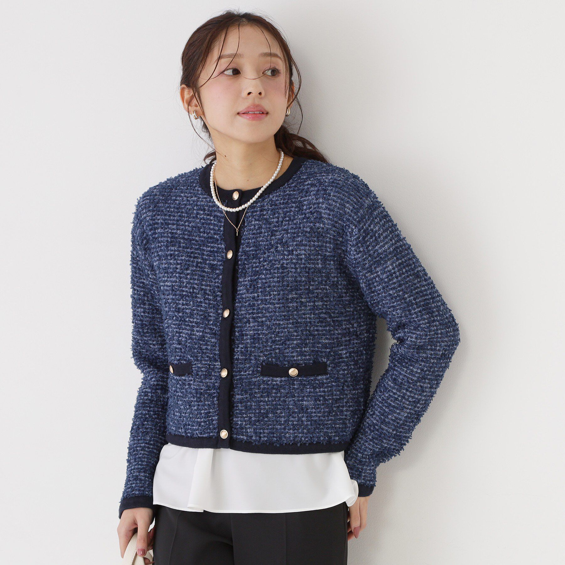 COUP DE CHANCE「【洗える/セットアップ可】ツィード調ニットカーディガン」|カーディガン|