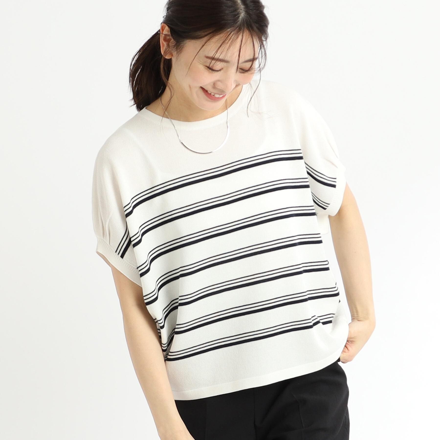 Reflect「【WEB先行カラーあり／手洗い可】スレッドボーダーニット」|ニット・セーター|オフホワイト(303