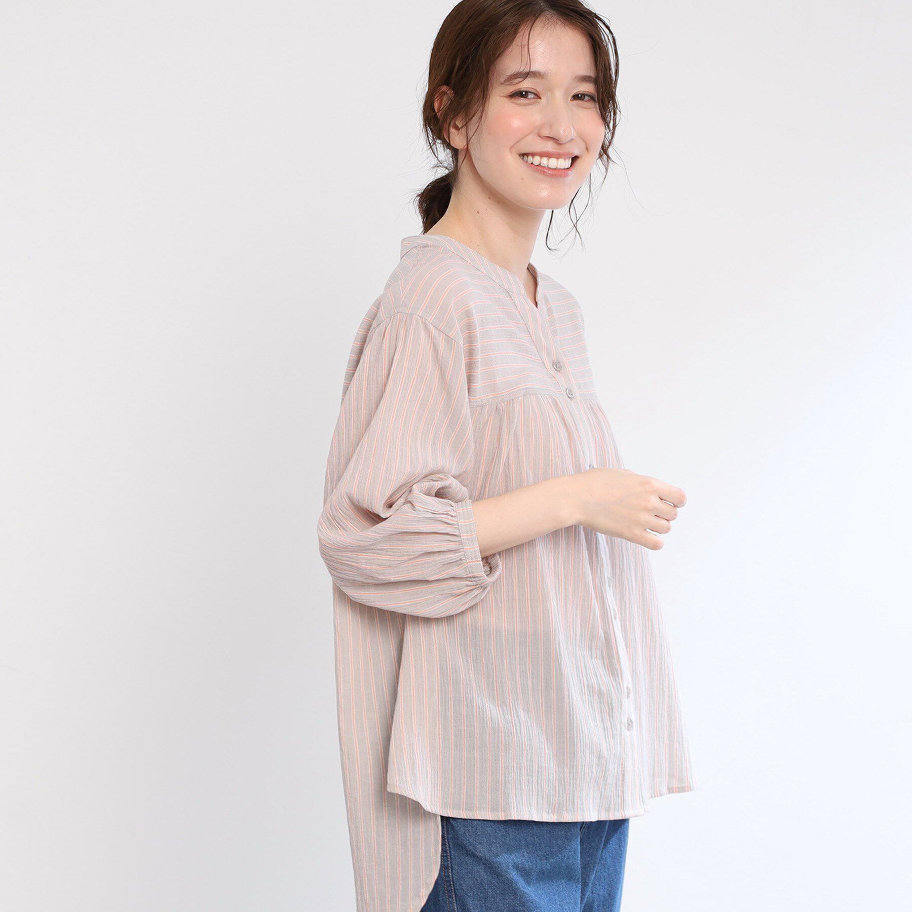 Reflect「【手洗い可／羽織りでも◎】ストライプブラウス」|シャツ・ブラウス|