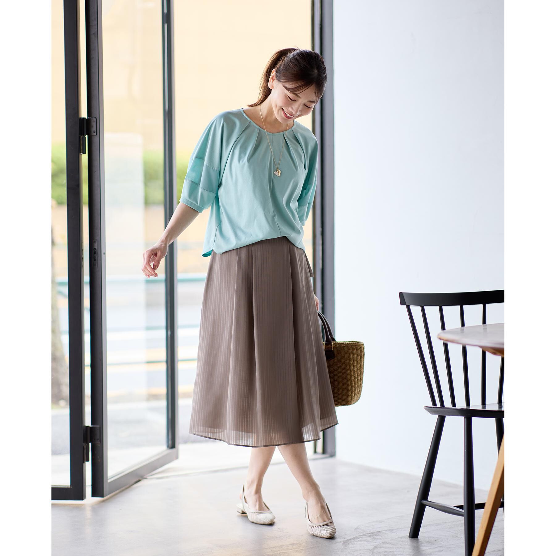 Reflect「【マシンウォッシュ可】キレイめラグランスリーブジャージ」|Tシャツ・カットソー|