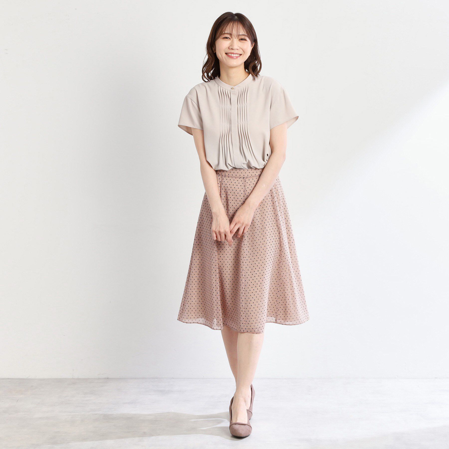 Reflect「【マシンウォッシュ可／セットアップ可】コツキ柄プリントフレアスカート」|スカート|