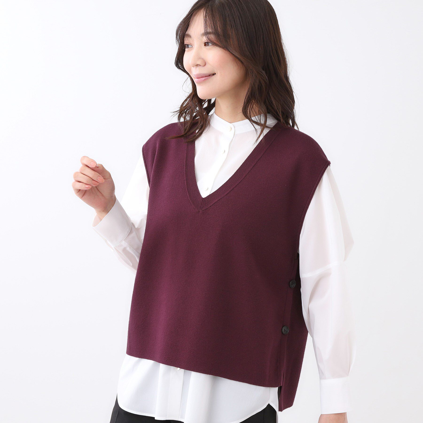 Reflect「【WEB先行カラーあり／セットアップ可】Vネックニットベスト」|ベスト・ジレ|