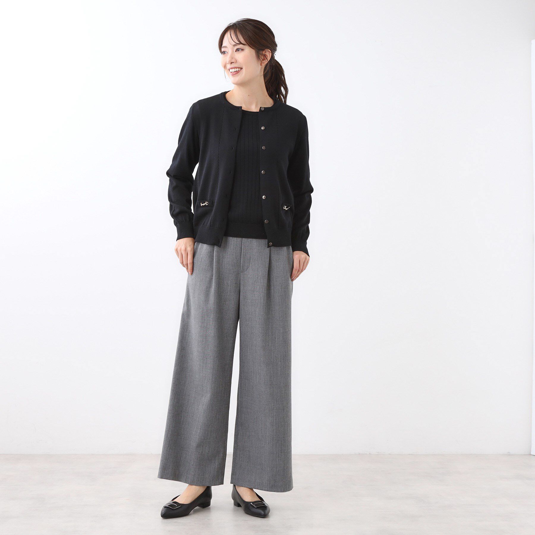 Reflect「【WEB先行カラーあり／軽い羽織に◎／アンサンブル可】透かし柄カーディガン」|カーディガン|