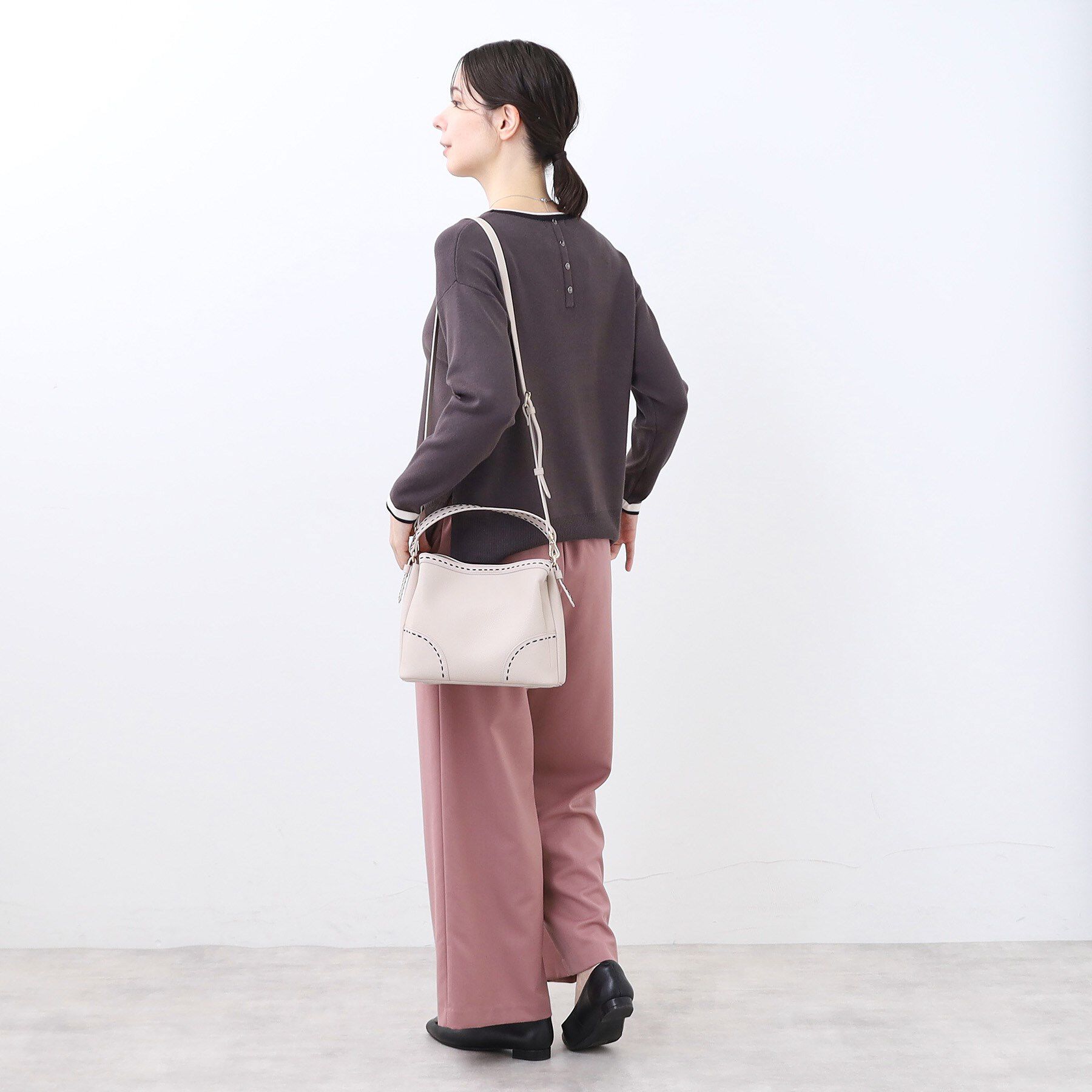 Reflect「【収納力◎／付属ストラップあり】バイカラーステッチバッグ」|ハンドバッグ|