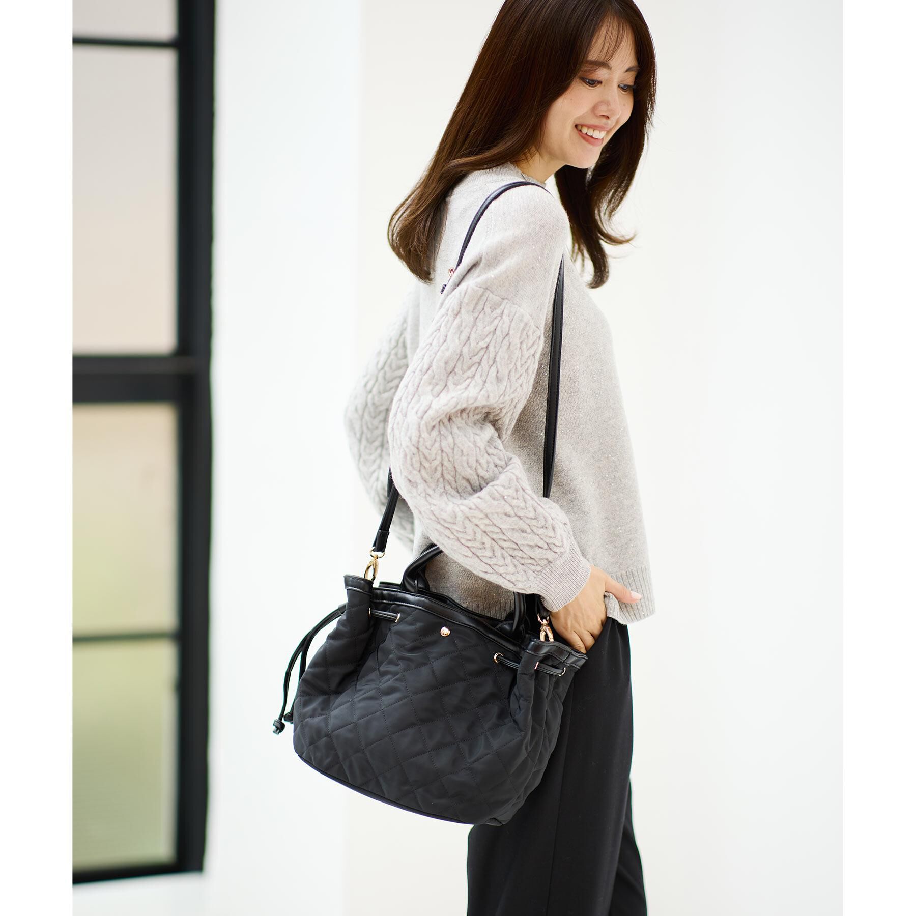 Reflect「【ショルダー付き／コーディネートのアクセントに◎】キルティングバッグ」|トートバッグ|