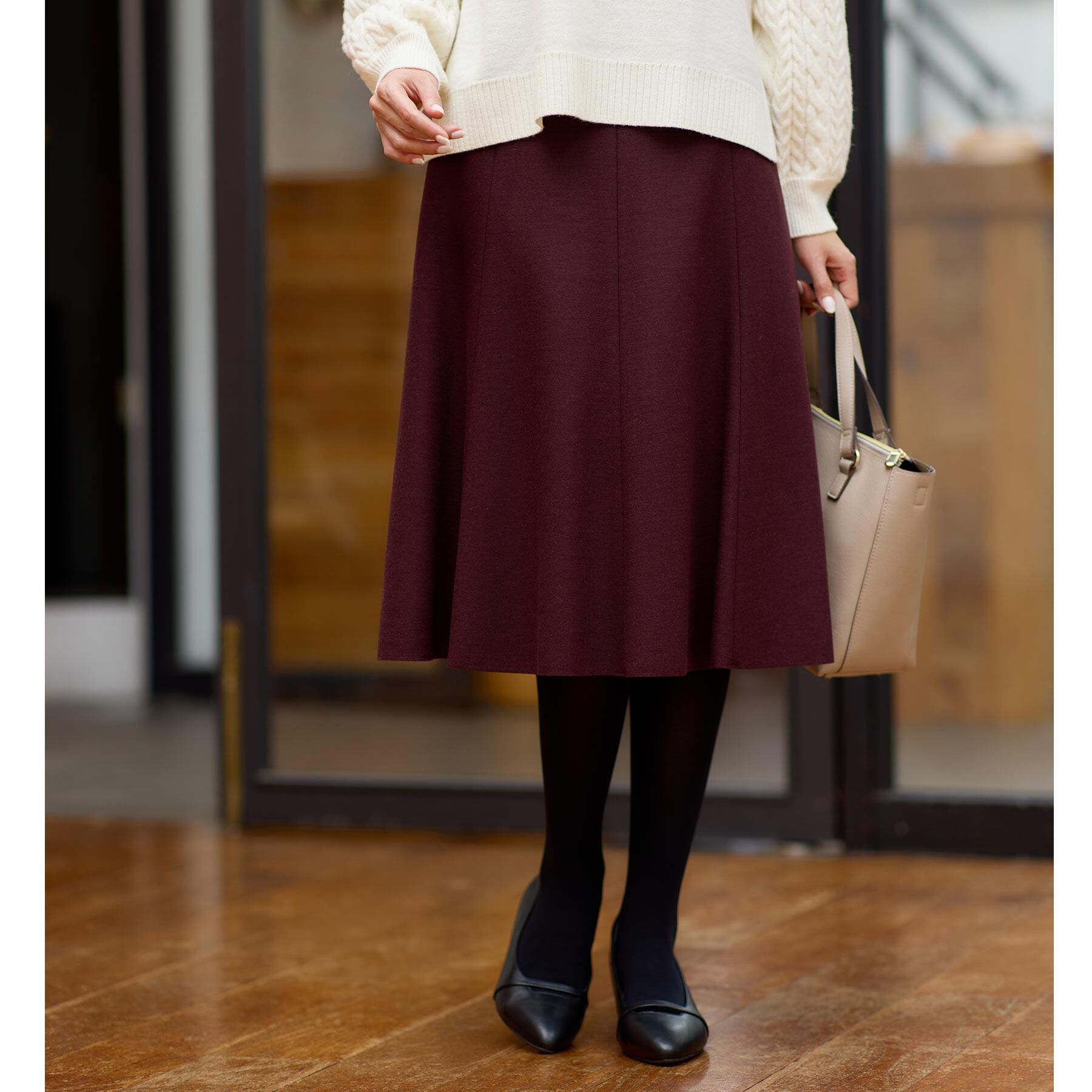Reflect「【選べる5色◎】フレアフリュイドスカート」|スカート|ボルドー(064)