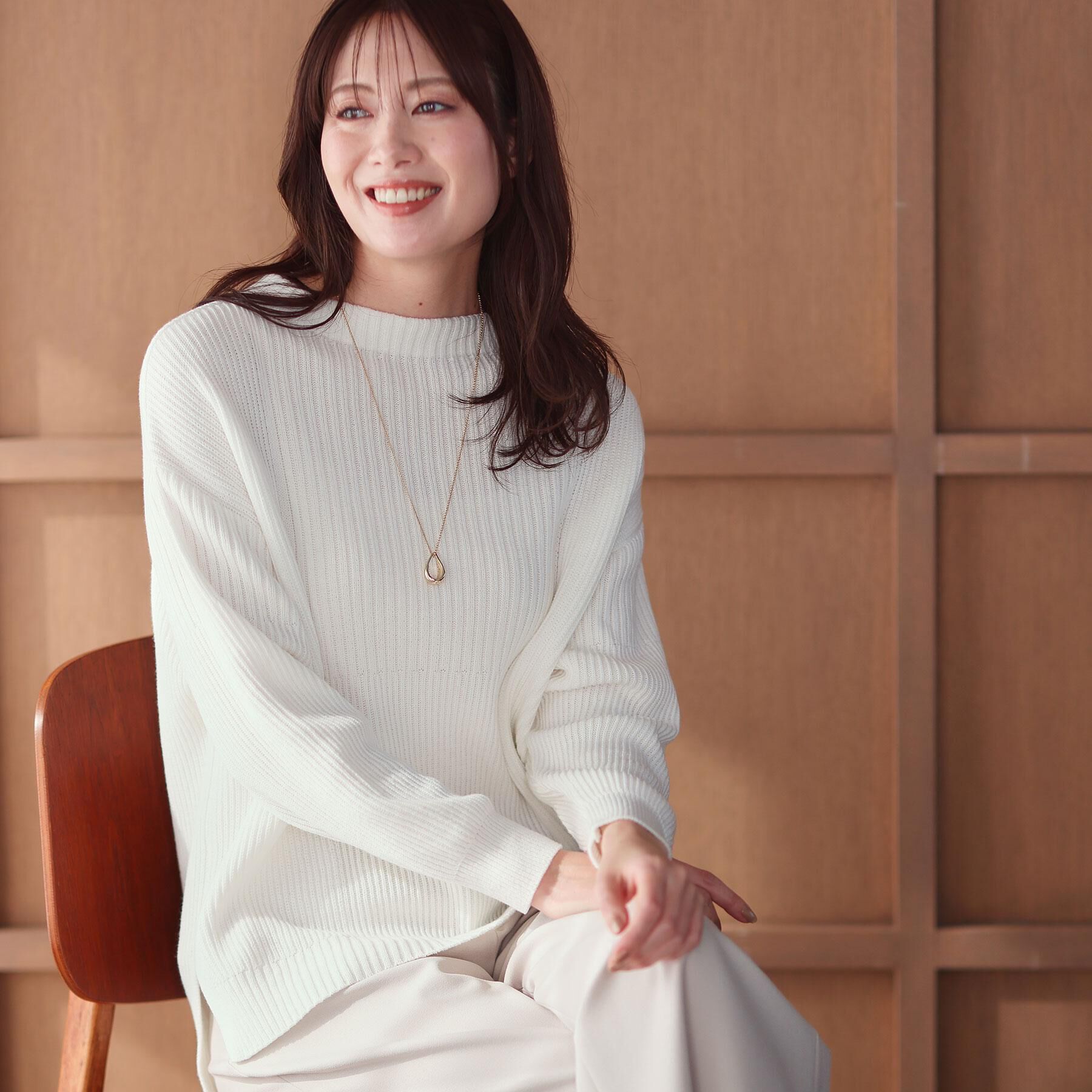 Reflect「【腰周りカバー／長め丈】モックネックニットプルオーバー」|ニット・セーター|