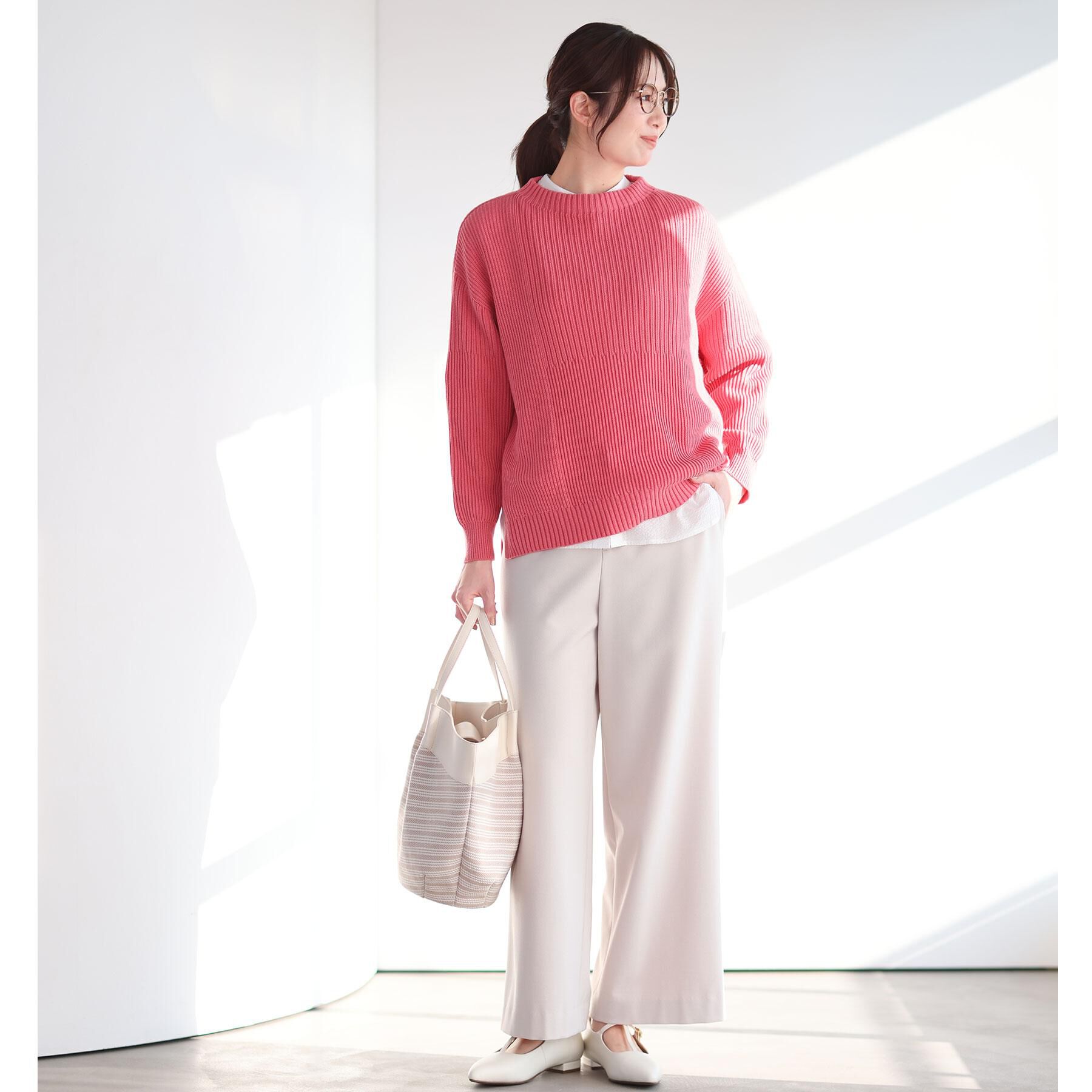 Reflect「【腰周りカバー／長め丈】モックネックニットプルオーバー」|ニット・セーター|