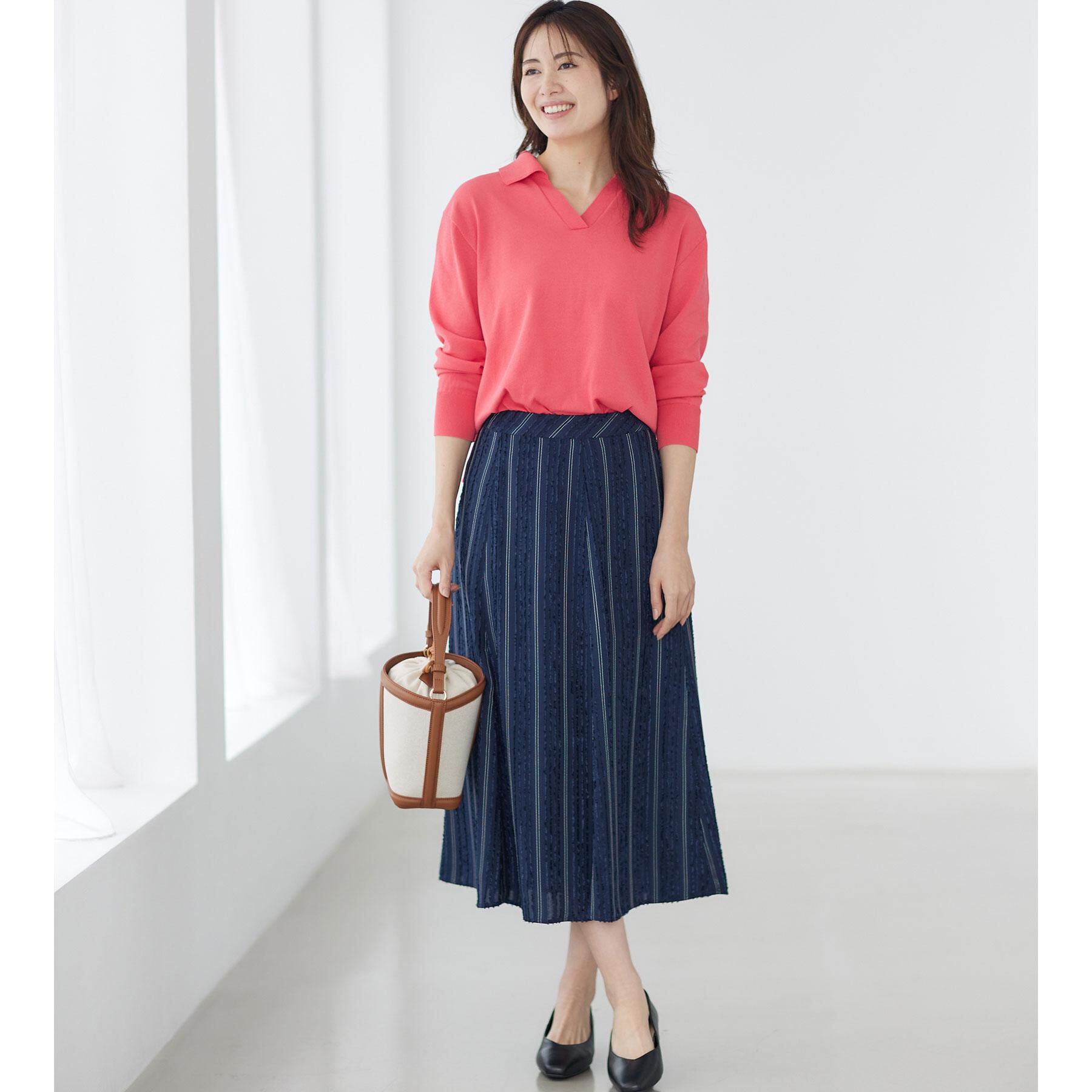 Reflect「スキッパーネックニットプルオーバー」|ニット・セーター|