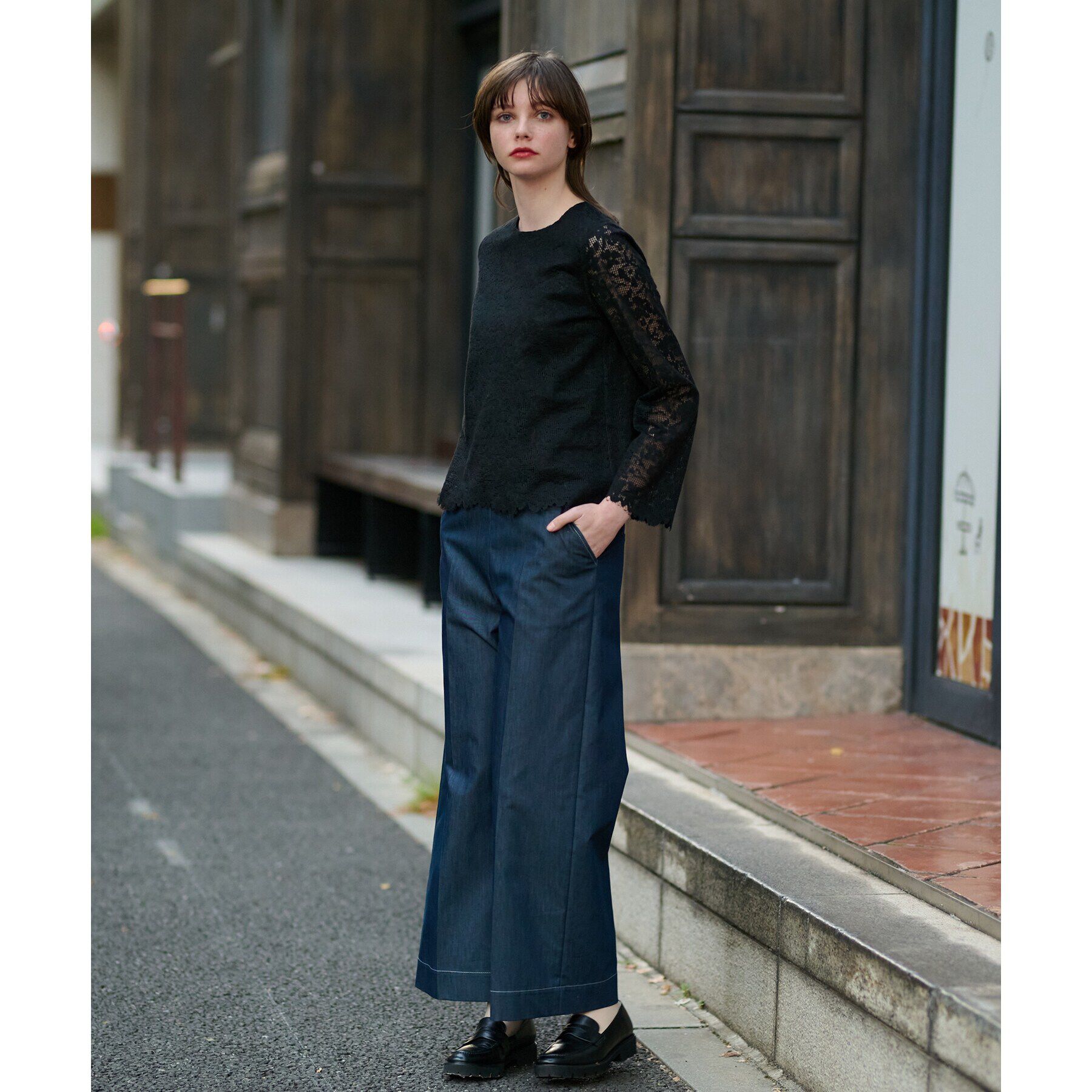 DRESSTERIOR「【通勤/セレモニー/洗える】オーガニックコットンレースブラウス」|シャツ・ブラウス|