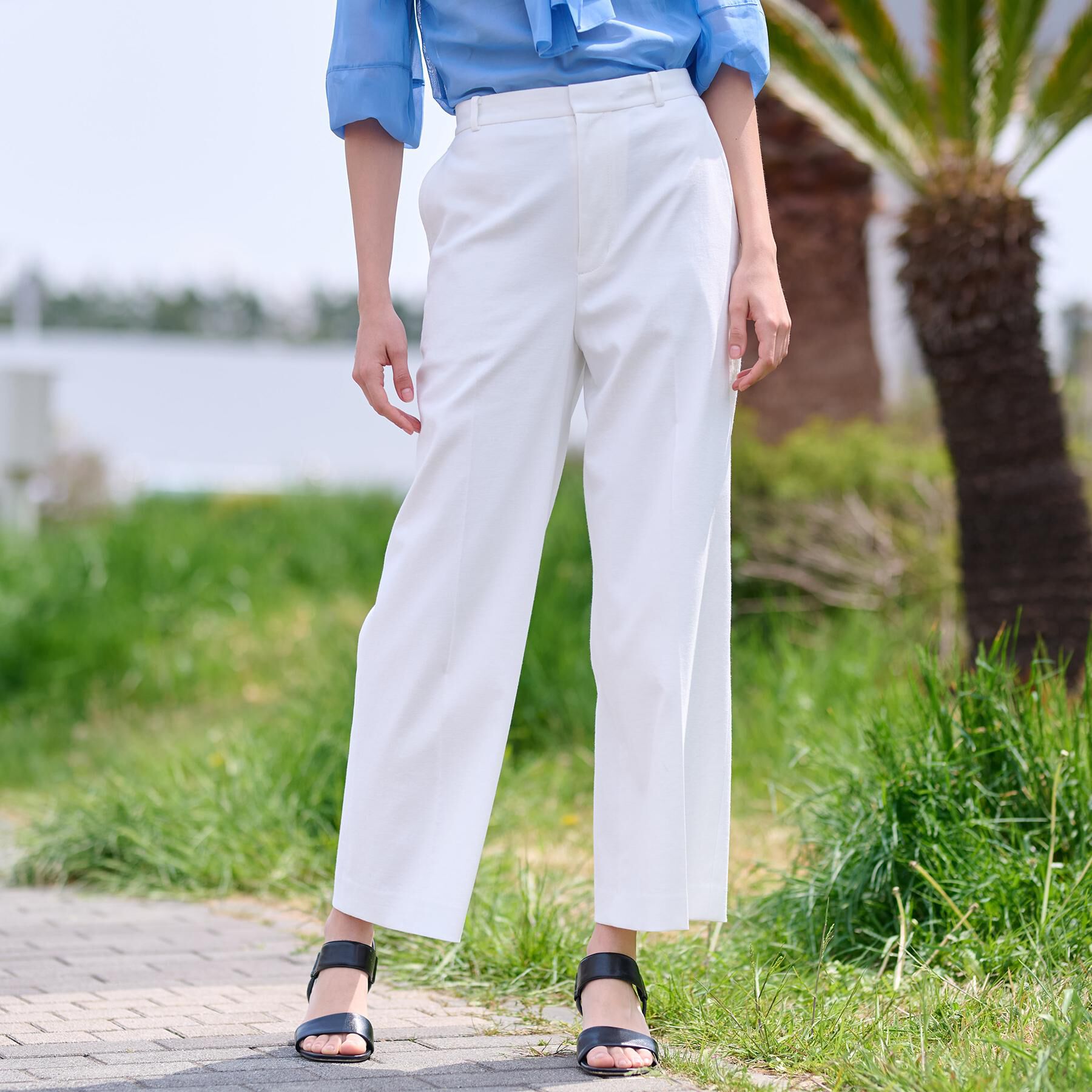 DRESSTERIOR「【洗える/吸水速乾/接触冷感/UVカット】リネンミックスストレッチワイドパンツ」|その他|