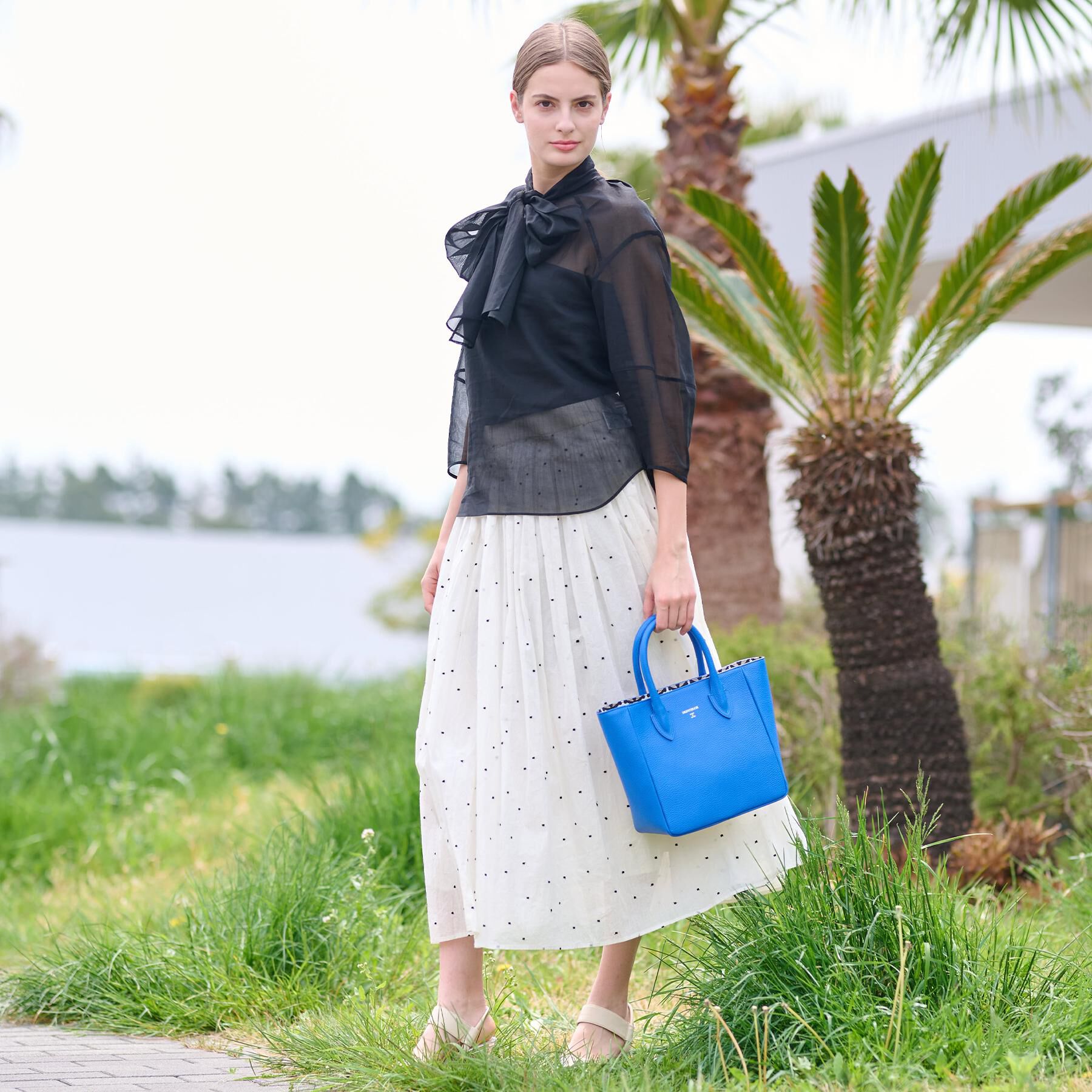 DRESSTERIOR「【2WAY/清涼感】袖ボリュームシア―ボウタイブラウス」|シャツ・ブラウス|