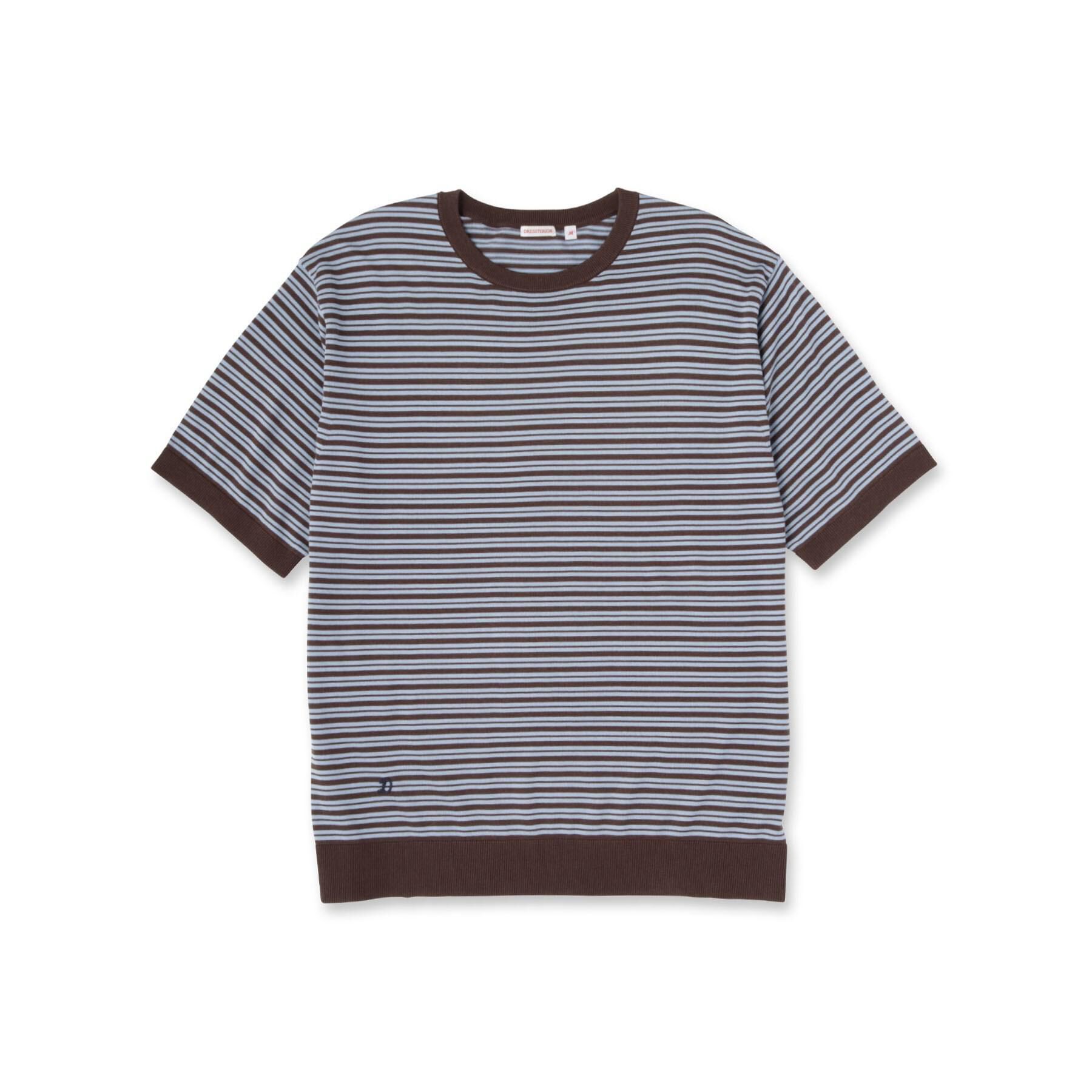 DRESSTERIOR「シルク混ボーダーハーフスリーブニットT」|ニット・セーター|