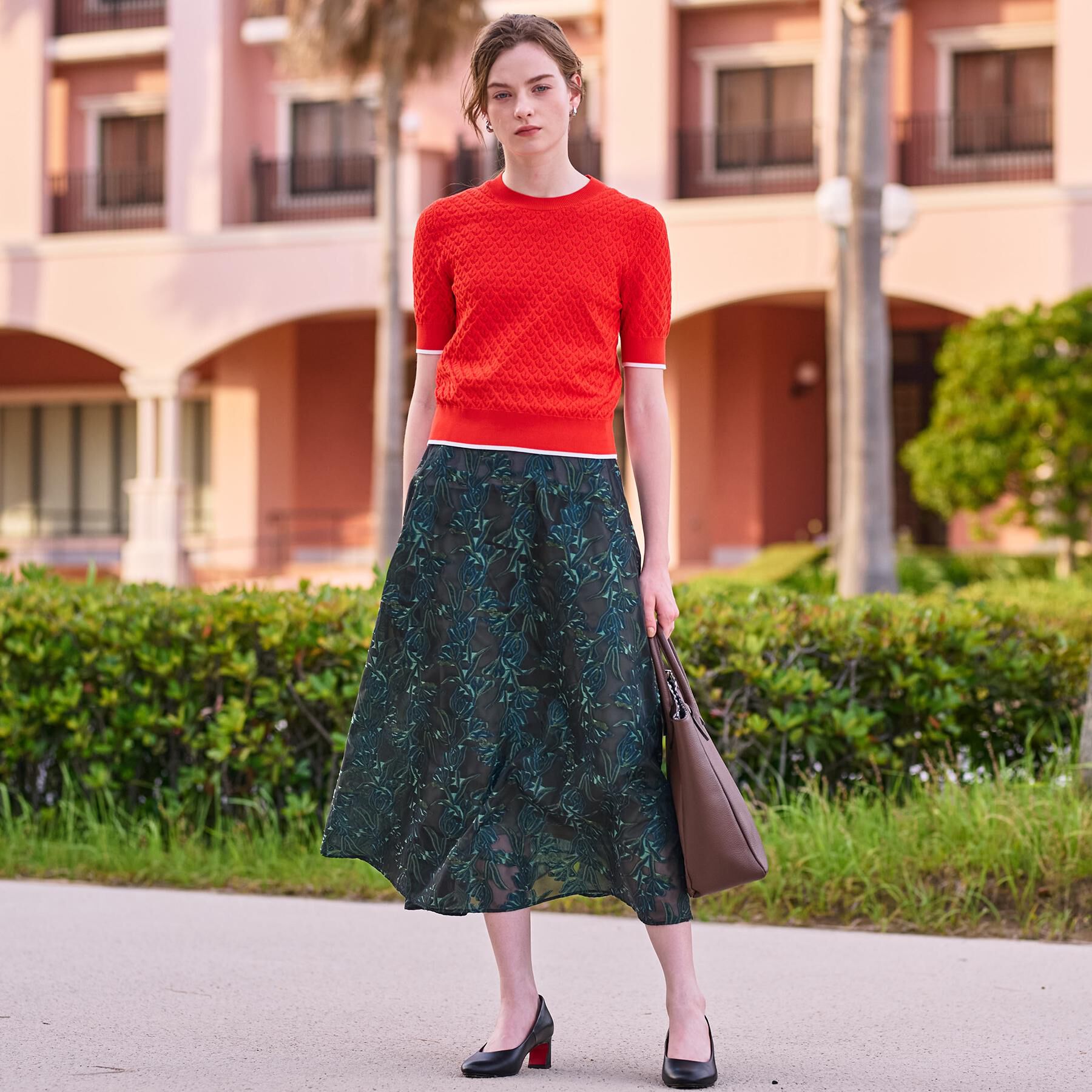 DRESSTERIOR「【6色展開/オンオフ】レース編みハーフスリーブニット」|ニット・セーター|