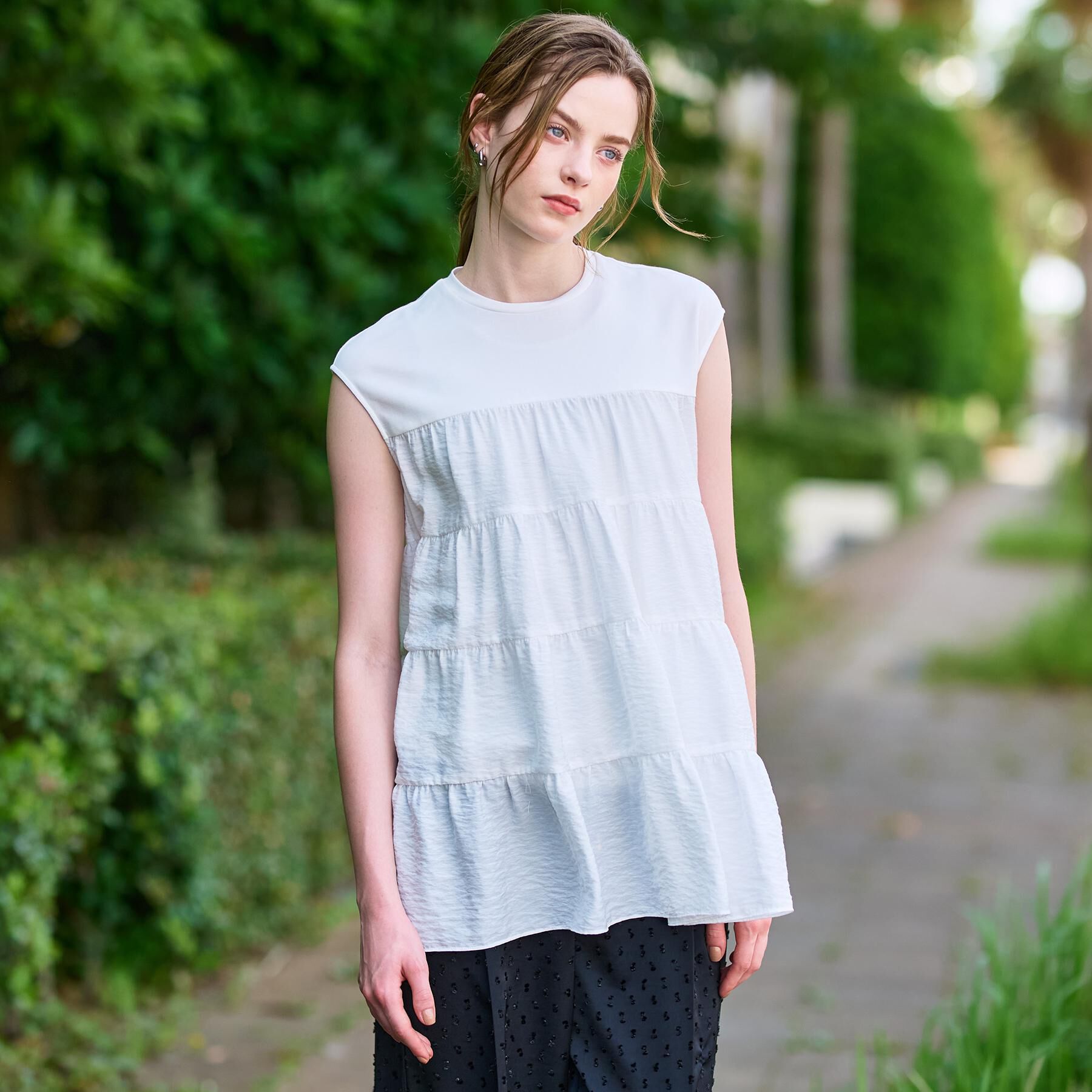 DRESSTERIOR「【接触冷感/イージーケア】ティアードコンビカットソー」|Tシャツ・カットソー|