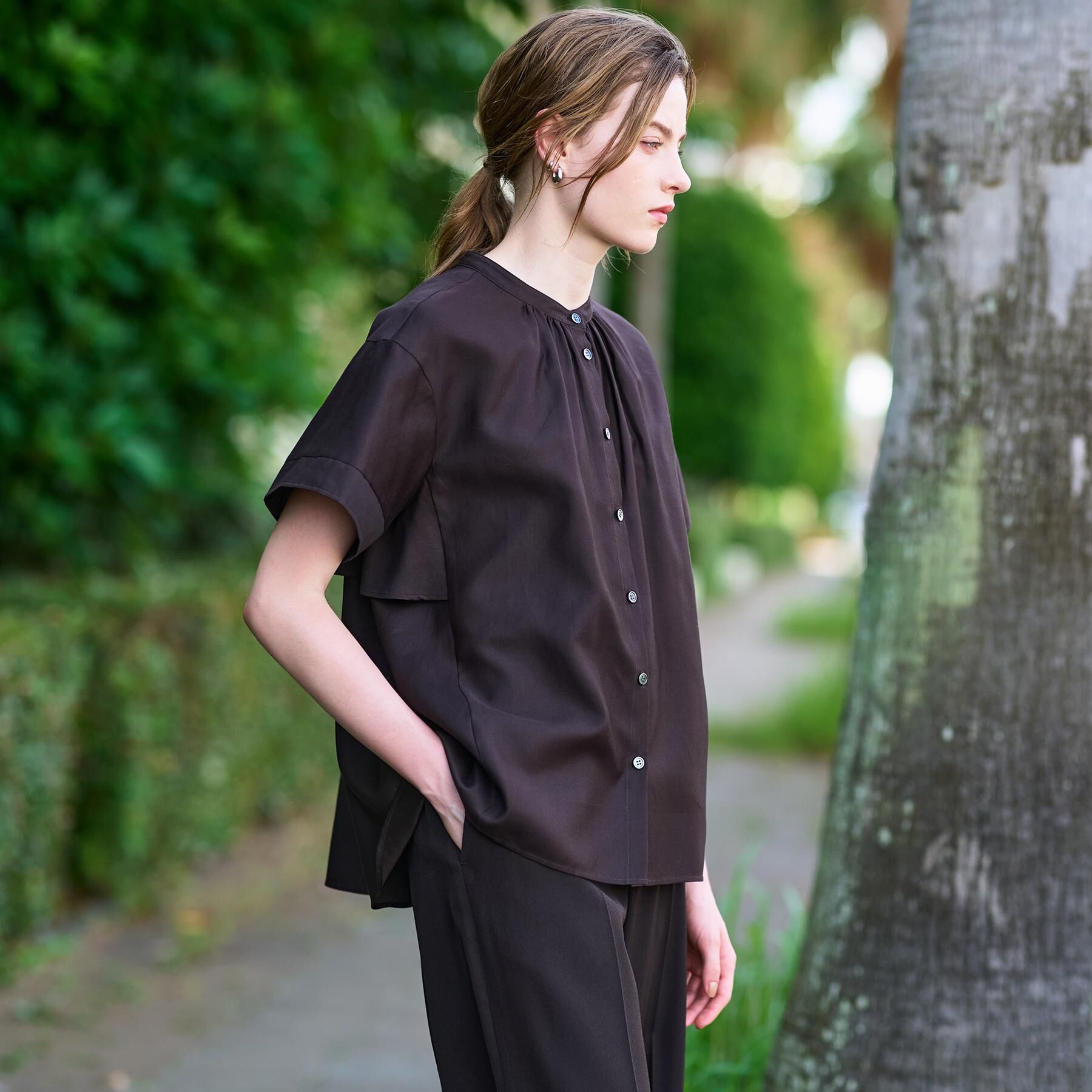 DRESSTERIOR「【洗える/コットン100％】バックフレアティアードブラウス」|シャツ・ブラウス|