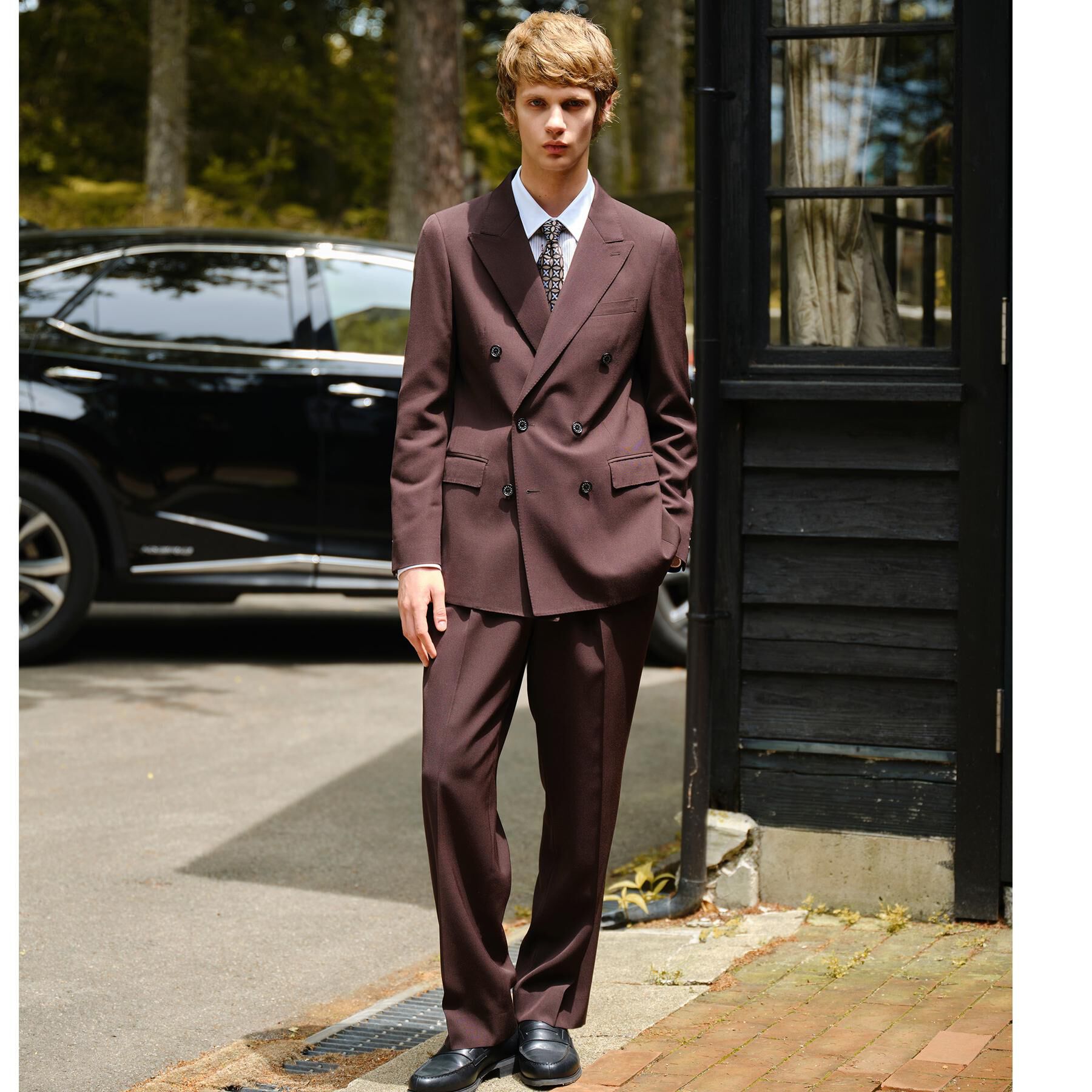 DRESSTERIOR「【セットアップ可】ブラウンツイル ダブルジャケット」|テーラードジャケット|