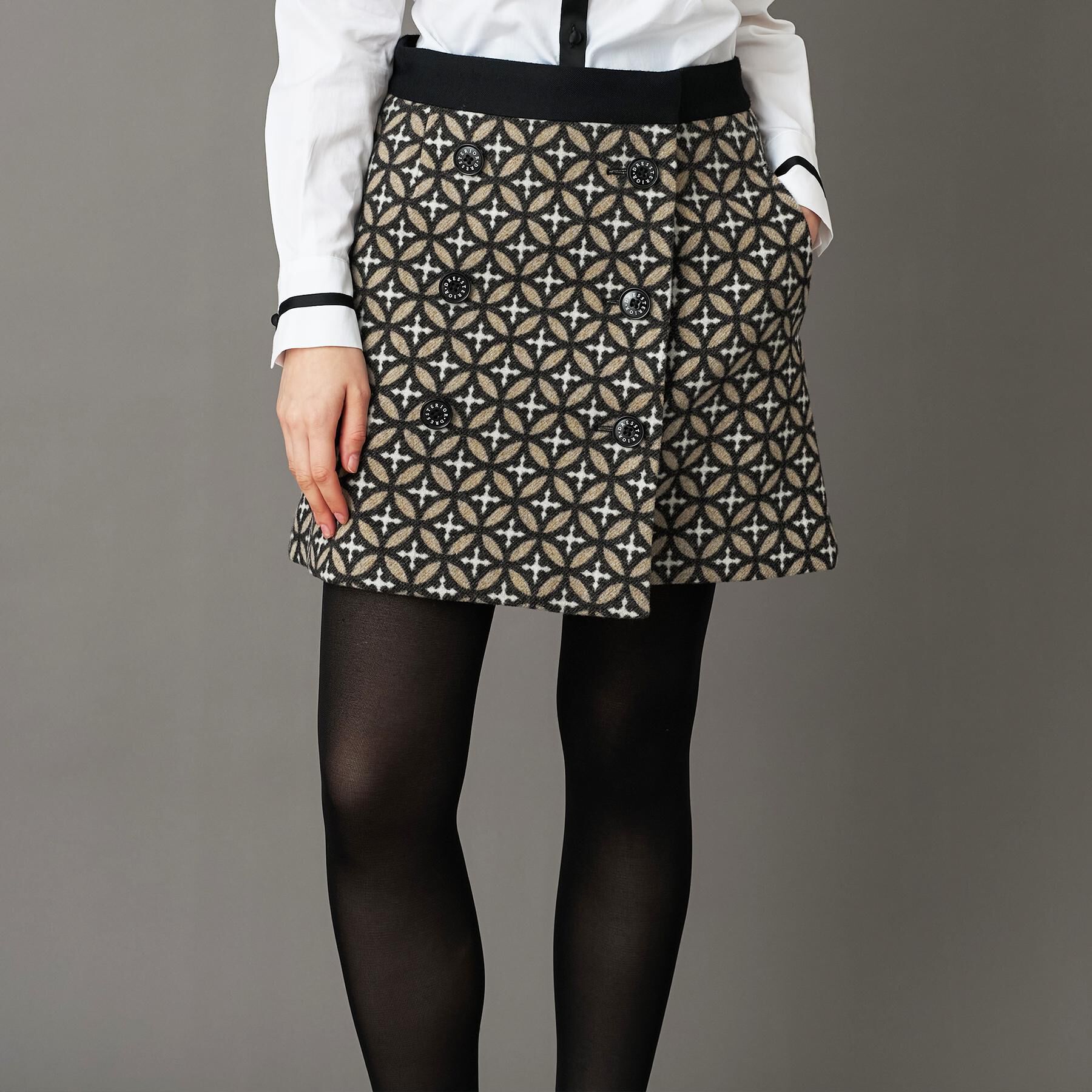 DRESSTERIOR「オーバーラップジャカードミニスカート」|スカート|ベージュ(152)