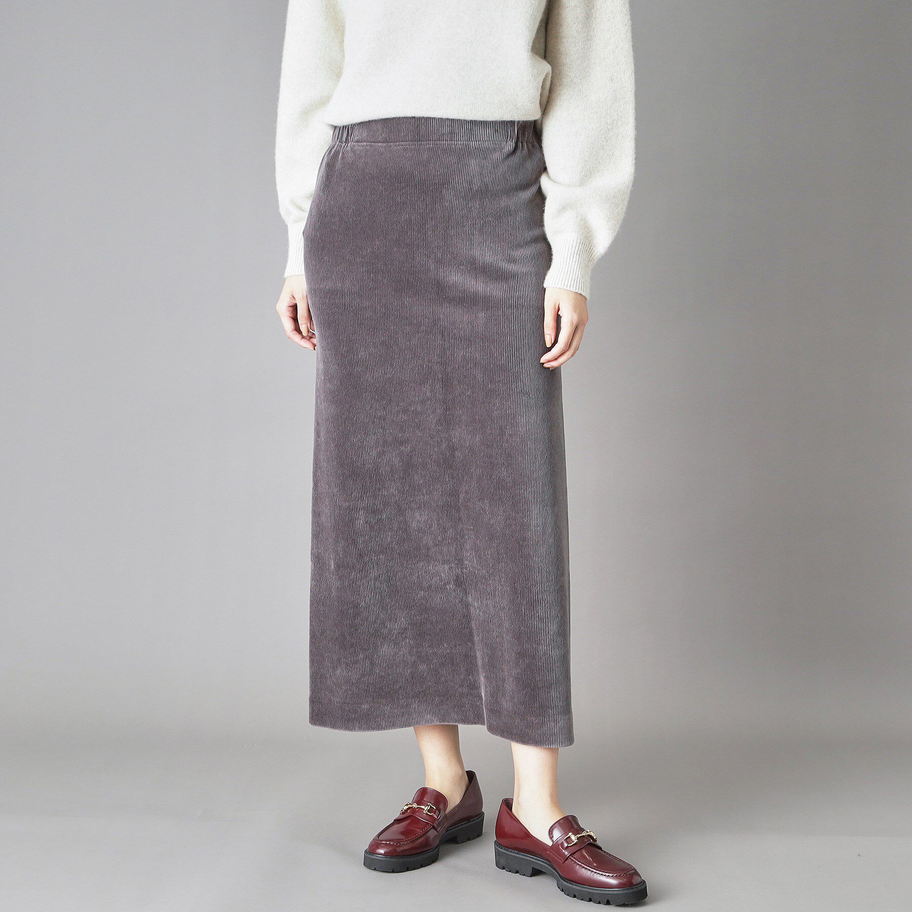 DRESSTERIOR「コーデュロイジャージタイトスカート」|スカート|チャコールグレー(0