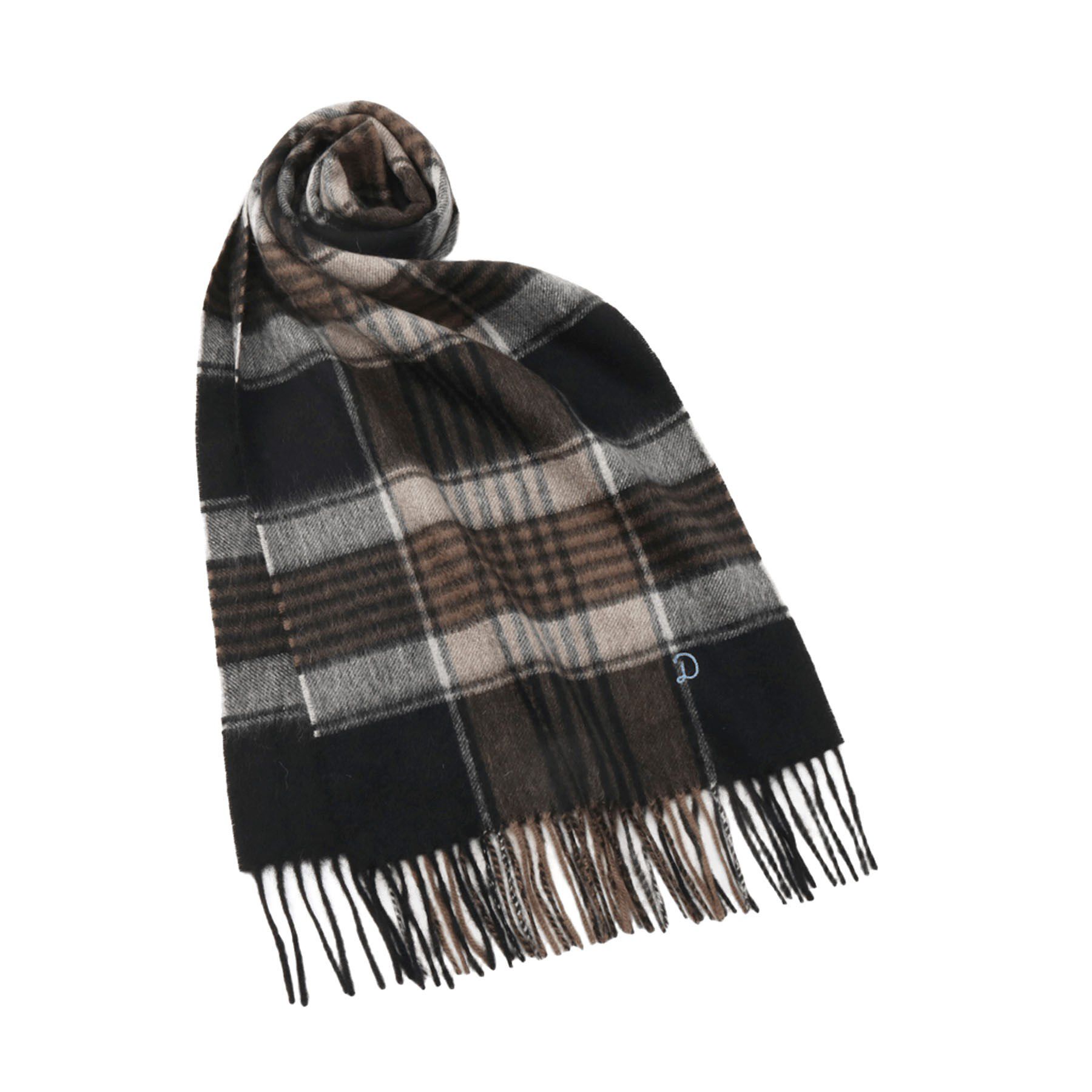 DRESSTERIOR「カシミヤチェックマフラー」|ストール|ブラック(219)