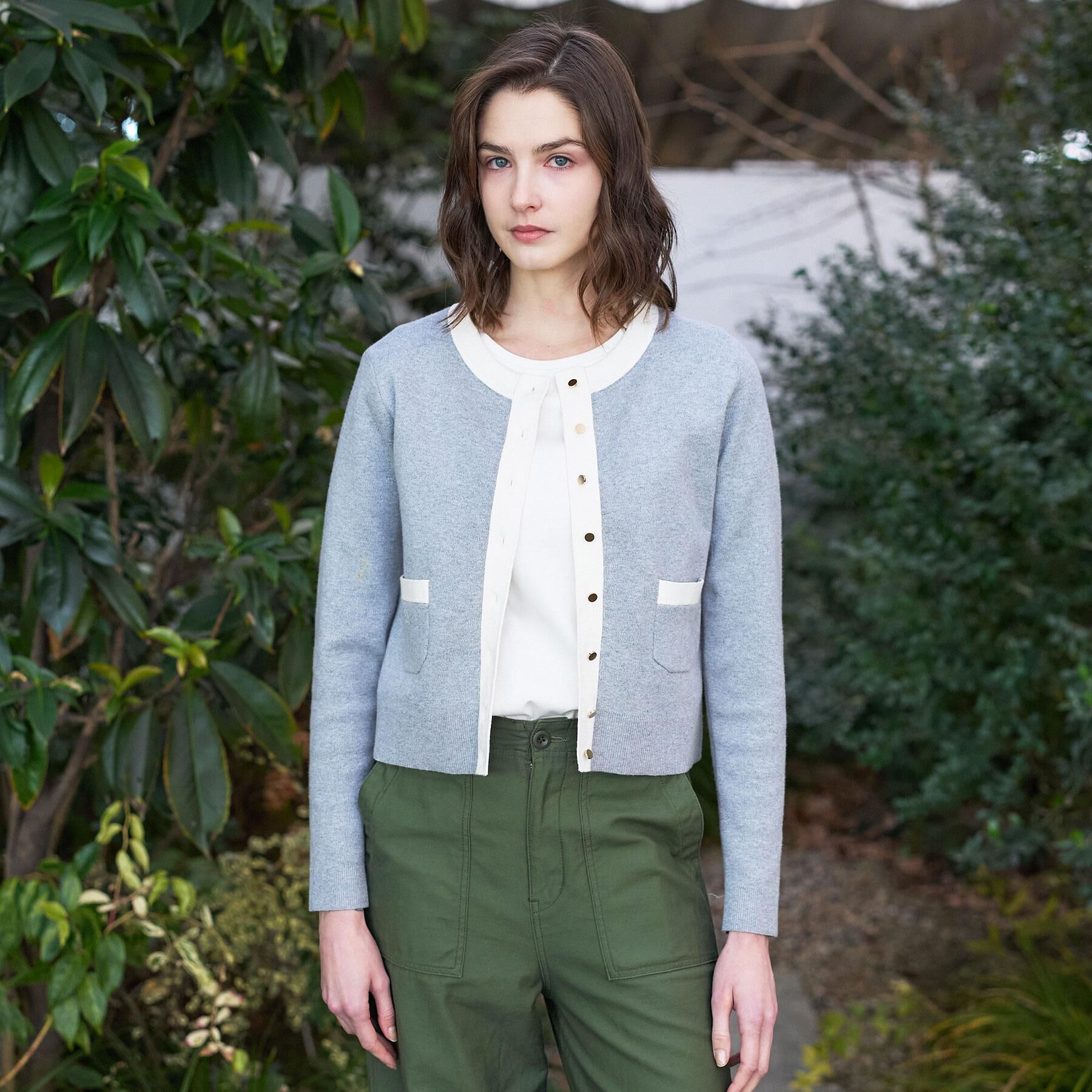 DRESSTERIOR「ウォッシャブル コットンカシミヤ コンビカーデ」|カーディガン|