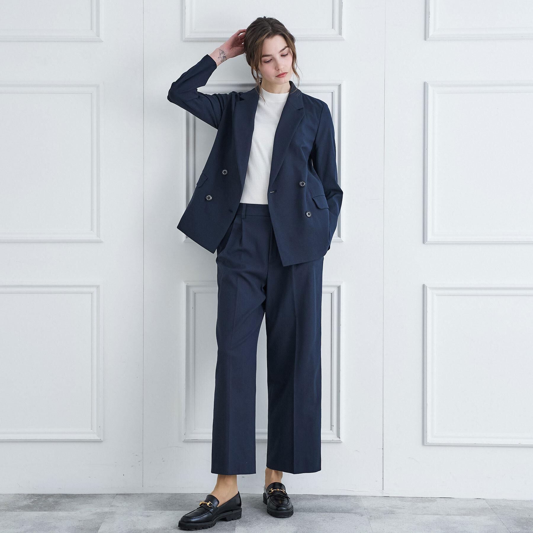 DRESSTERIOR「【セットアップ/可吸水速乾/ウォッシャブル】リネンブレンドオックスダブルジャケット」|テーラードジャケット|