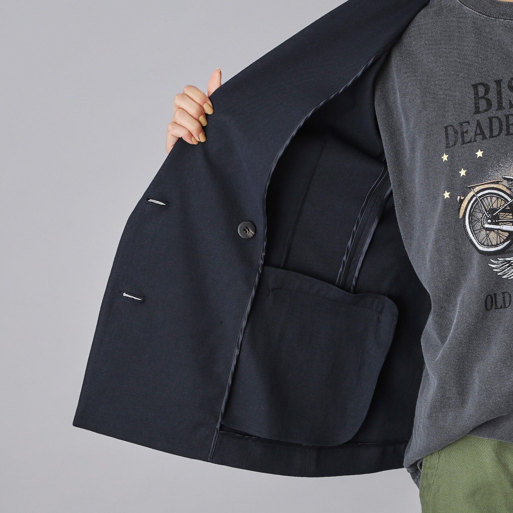 DRESSTERIOR「【セットアップ/可吸水速乾/ウォッシャブル】リネンブレンドオックスダブルジャケット」|テーラードジャケット|