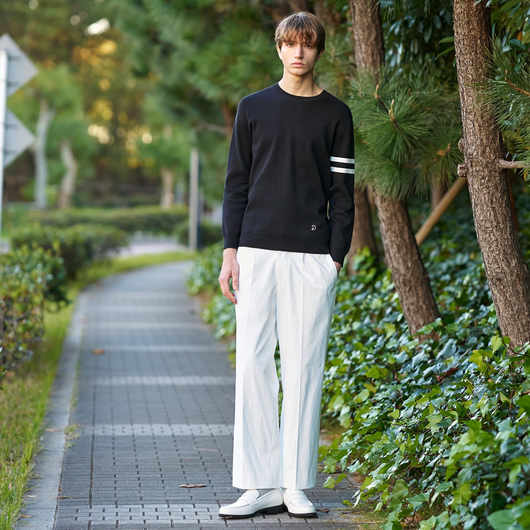 DRESSTERIOR「【ウォッシャブル】コットンスムース アームラインクルーネック」|ニット・セーター|