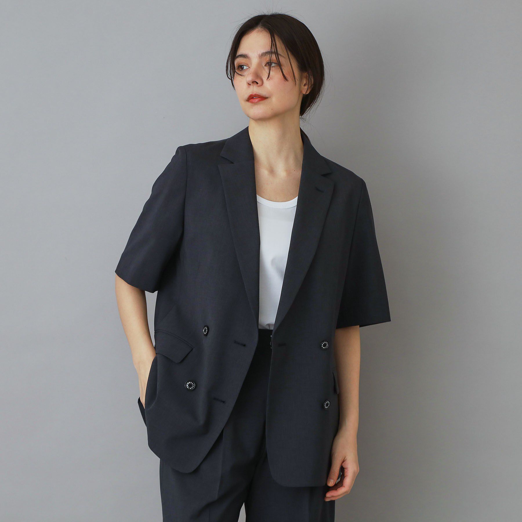DRESSTERIOR「【otonaMUSE5月号掲載/セットアップ可】ウォッシャブルイージーサマージャケット」|テーラードジャケット|チャコールグレー(0
