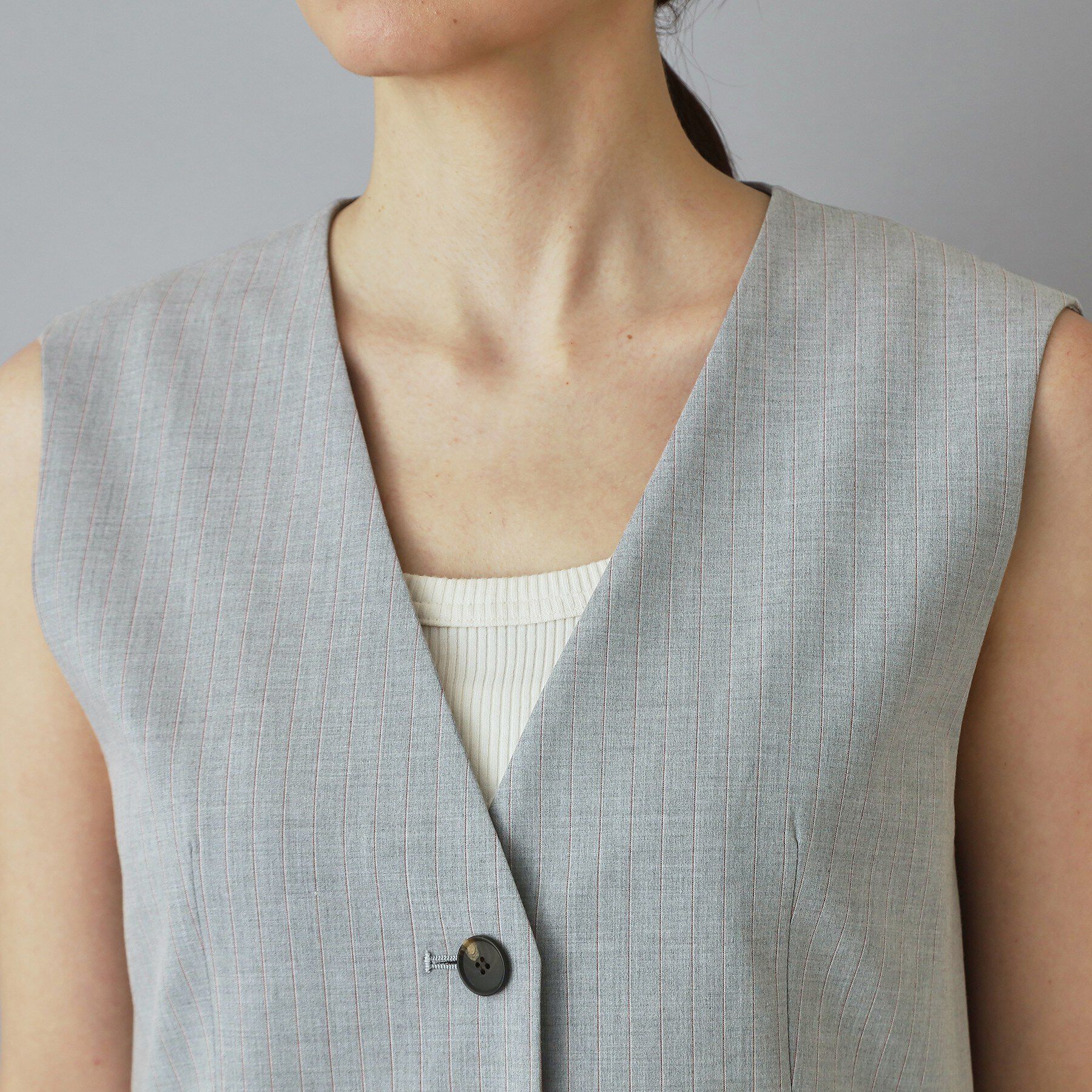 DRESSTERIOR「【セットアップ可/ウォッシャブル】セットアップストライプジレ」|ベスト・ジレ|