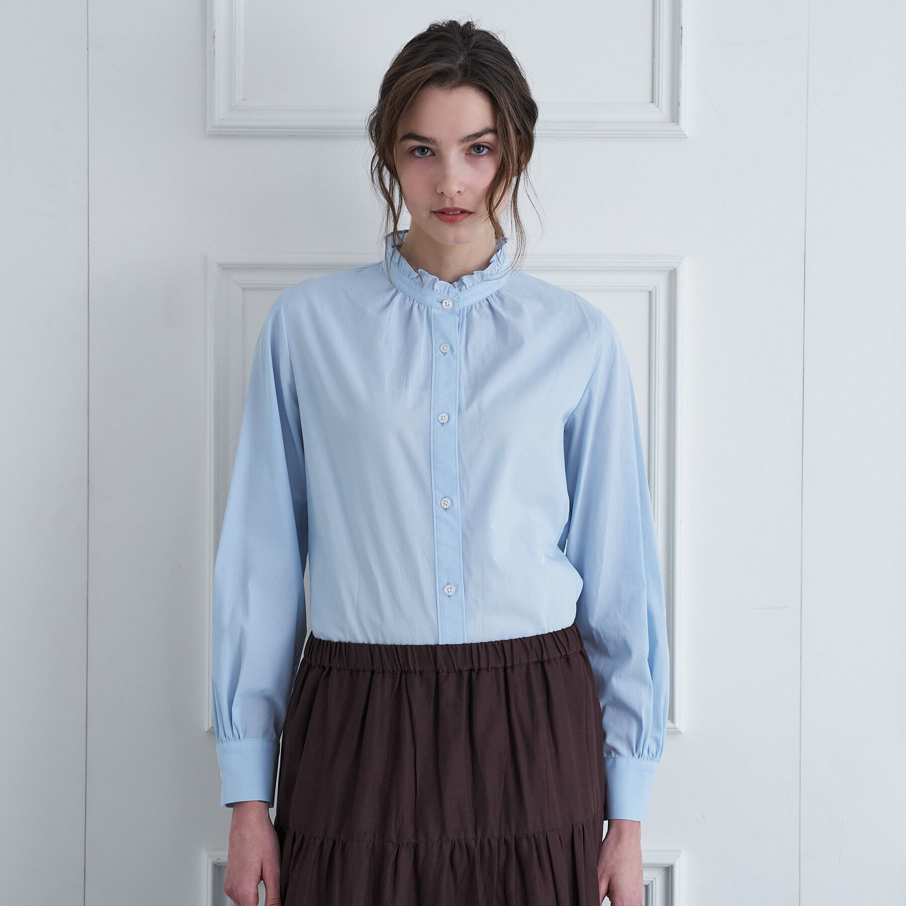 DRESSTERIOR「【ウォッシャブル/通勤】スタンドフリルネックブラウス」|シャツ・ブラウス|