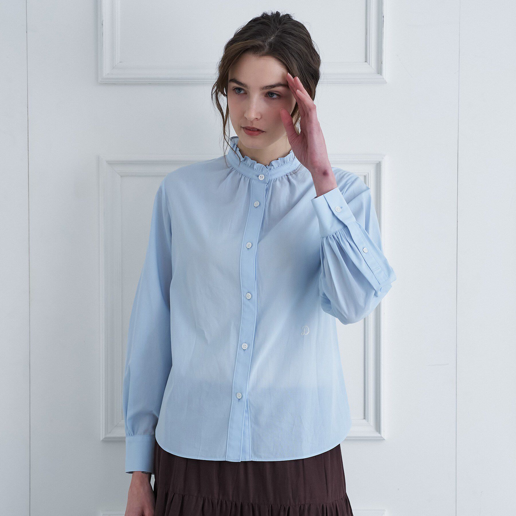 DRESSTERIOR「【ウォッシャブル/通勤】スタンドフリルネックブラウス」|シャツ・ブラウス|