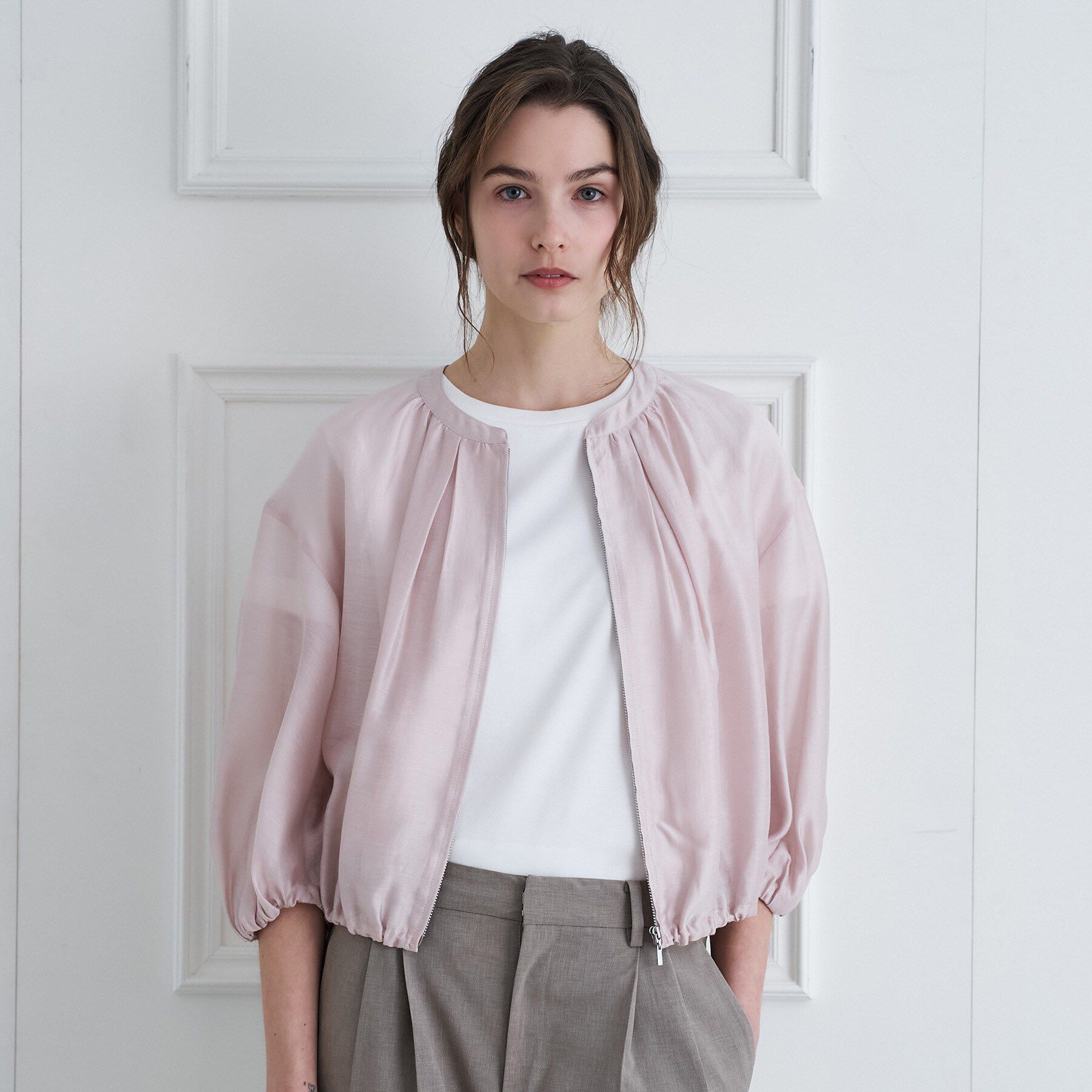 DRESSTERIOR「ウォッシャブル シアーショートブルゾン」|ブルゾン・スタジャン|