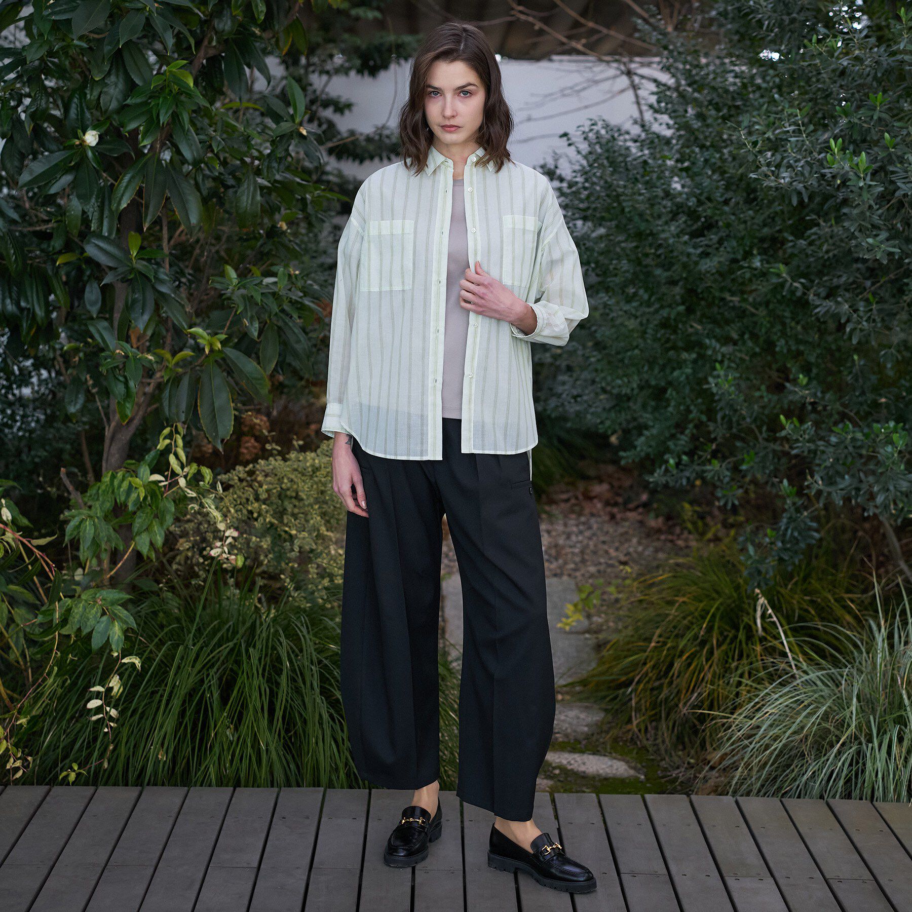 DRESSTERIOR「【軽くて快適/ウォッシャブル】ストライプシアーシャツ」|シャツ・ブラウス|