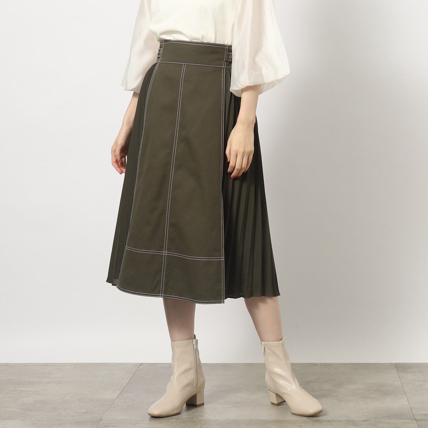 grove「グローブ人気のスカート！デニムサイドプリーツスカート」|スカート|