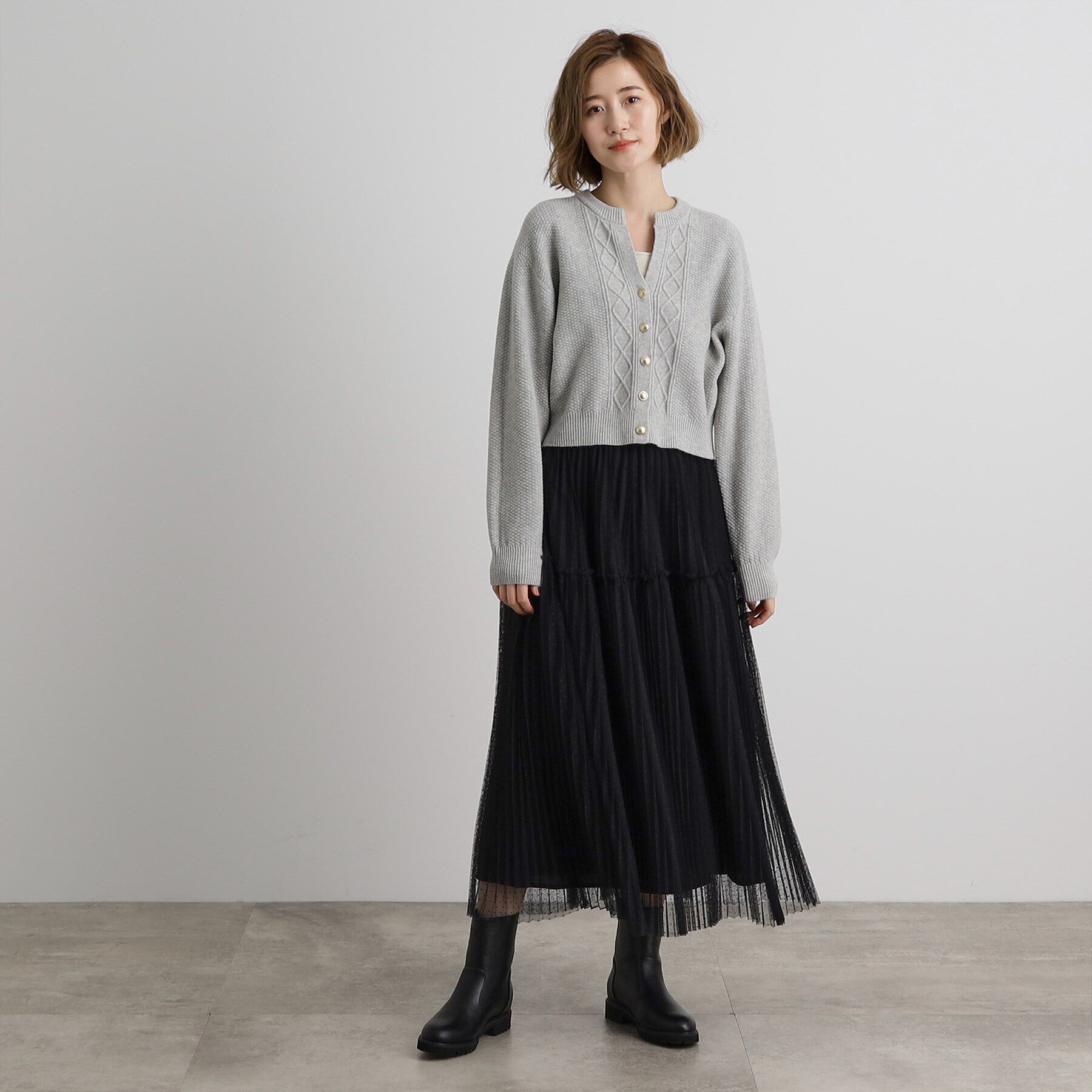 grove「スリットネッククロップドカーディガン」|カーディガン|