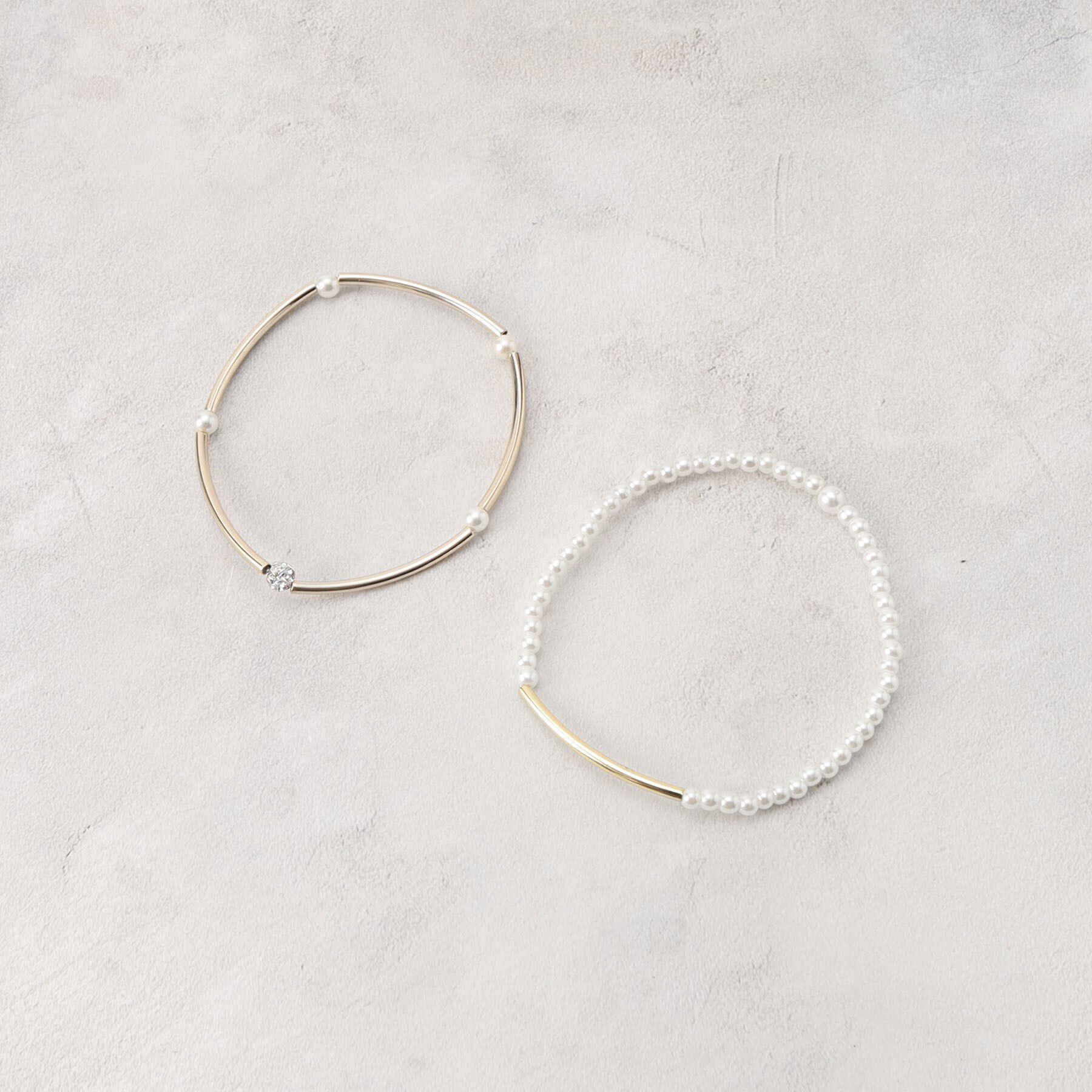 grove「フェイクパールゴムブレスレット【2本セット/入卒対応可】」|ブレスレット・バングル|ホワイト(001)