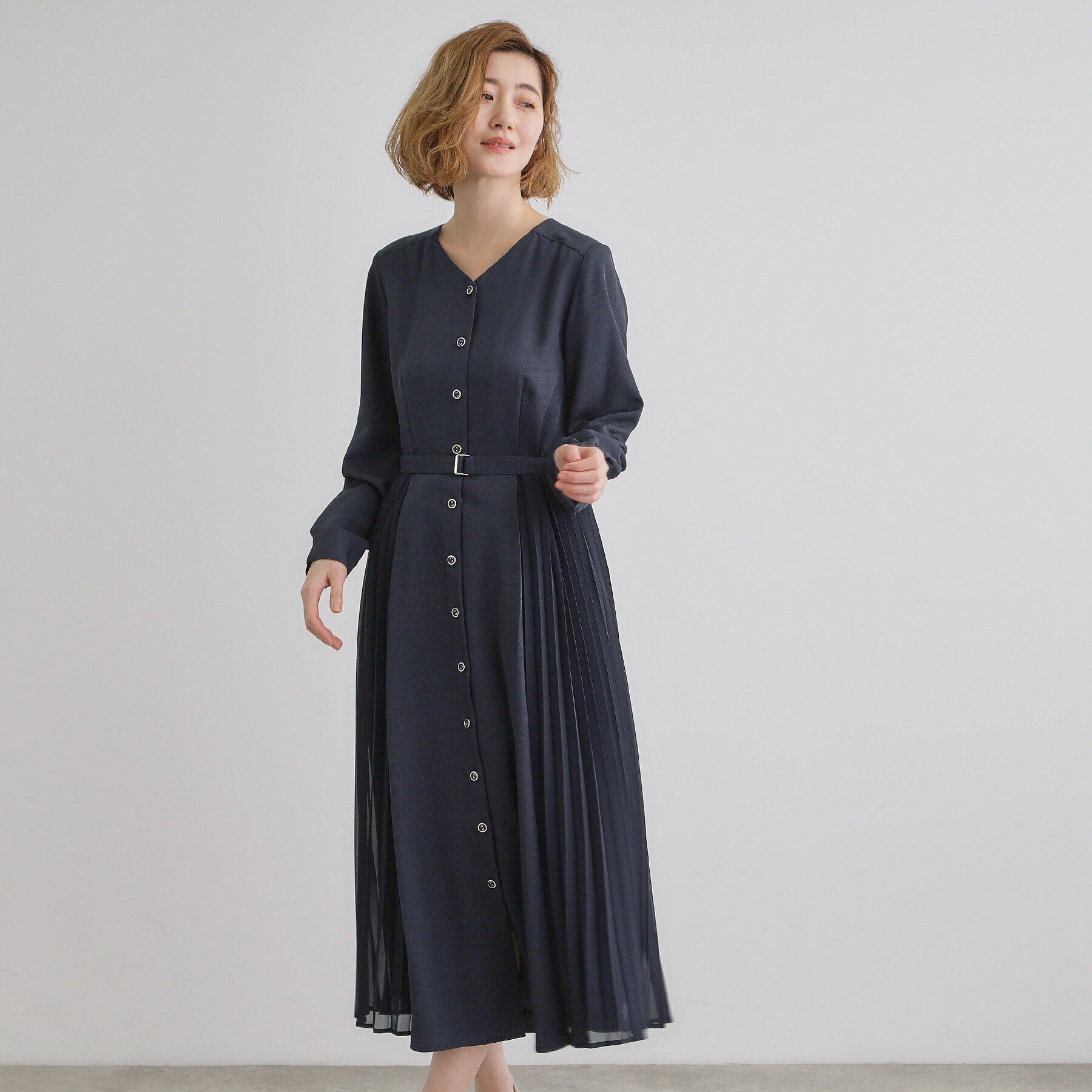grove「サイドプリーツシャツワンピース」|ワンピース|