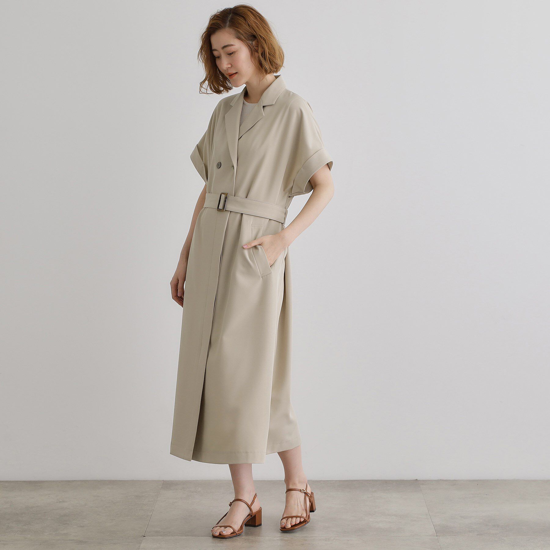 grove「【雑誌掲載】シーズレスで使えるトレンチライク2WAYワンピース」|ワンピース|