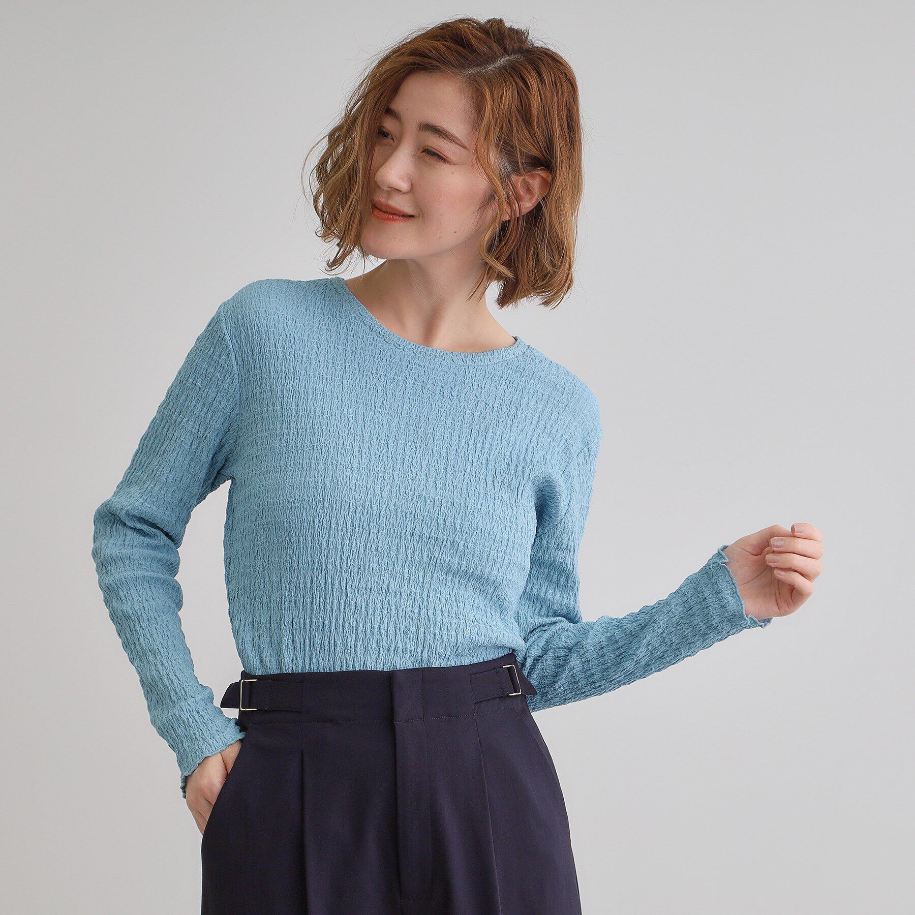 grove「シャーリング風ジャカードクルーネックプルオーバー」|Tシャツ・カットソー|